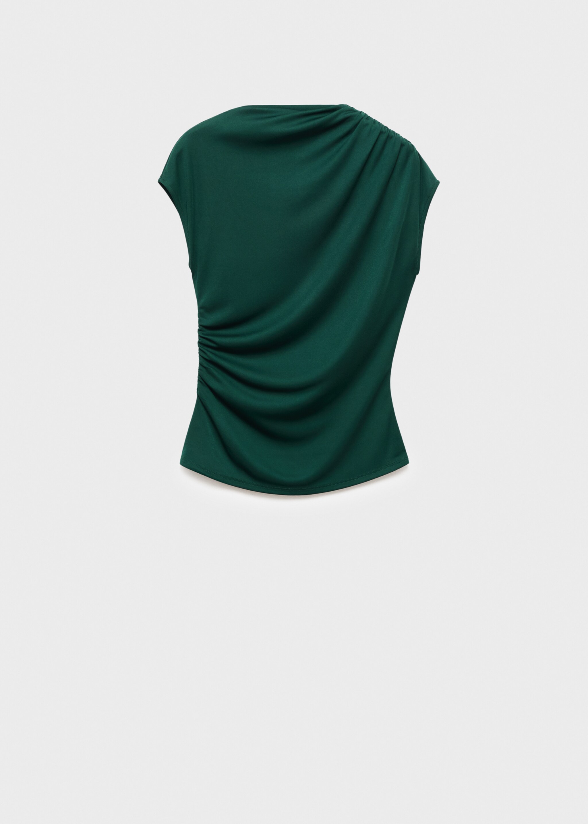 Camiseta cuello asimétrico fruncidos - Artículo sin modelo, Verde oscuro. Ref: 17045828-00.