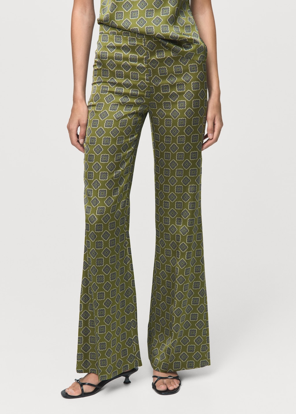 Geometric-print satin pants