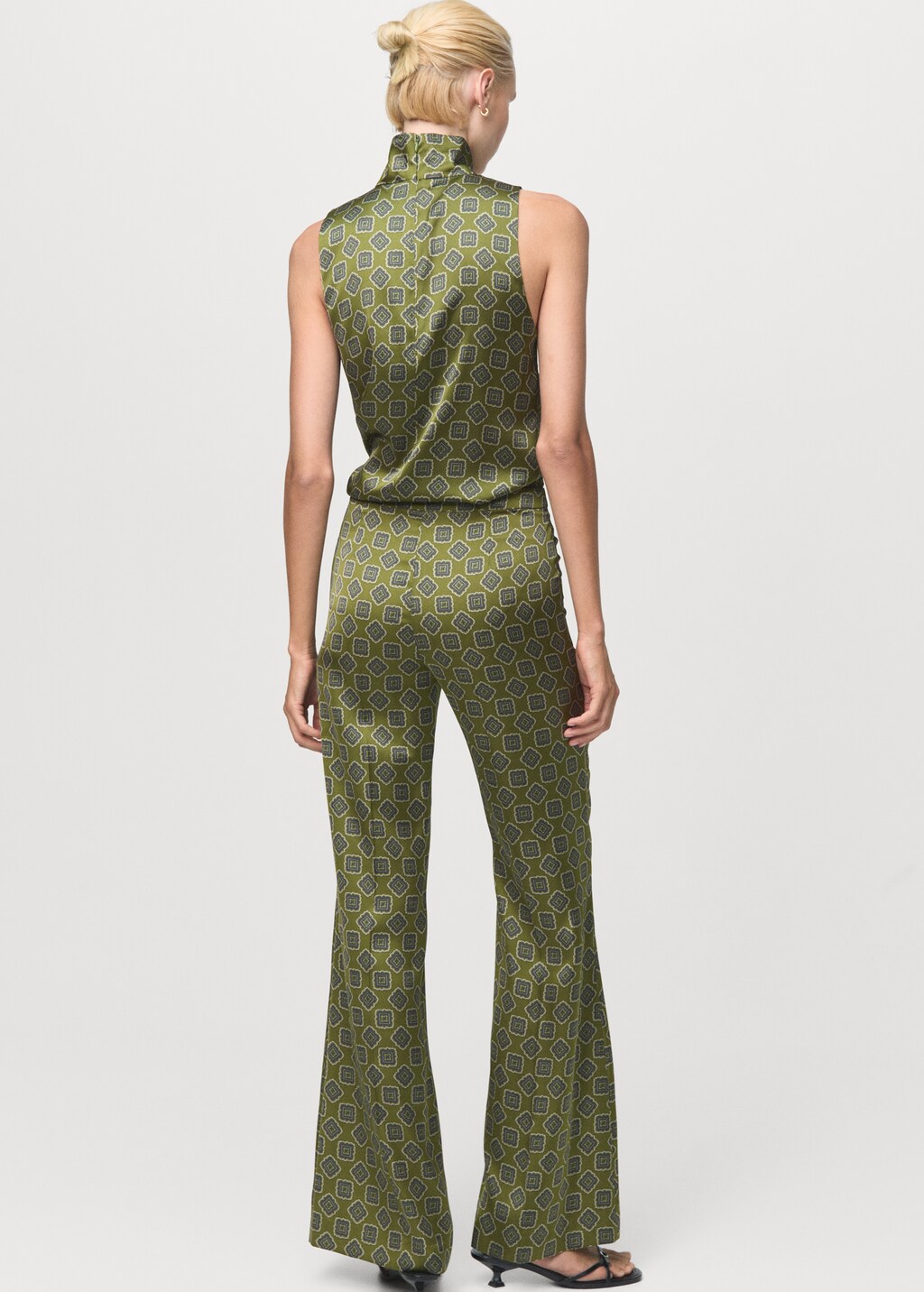 Geometric-print satin pants - image 3