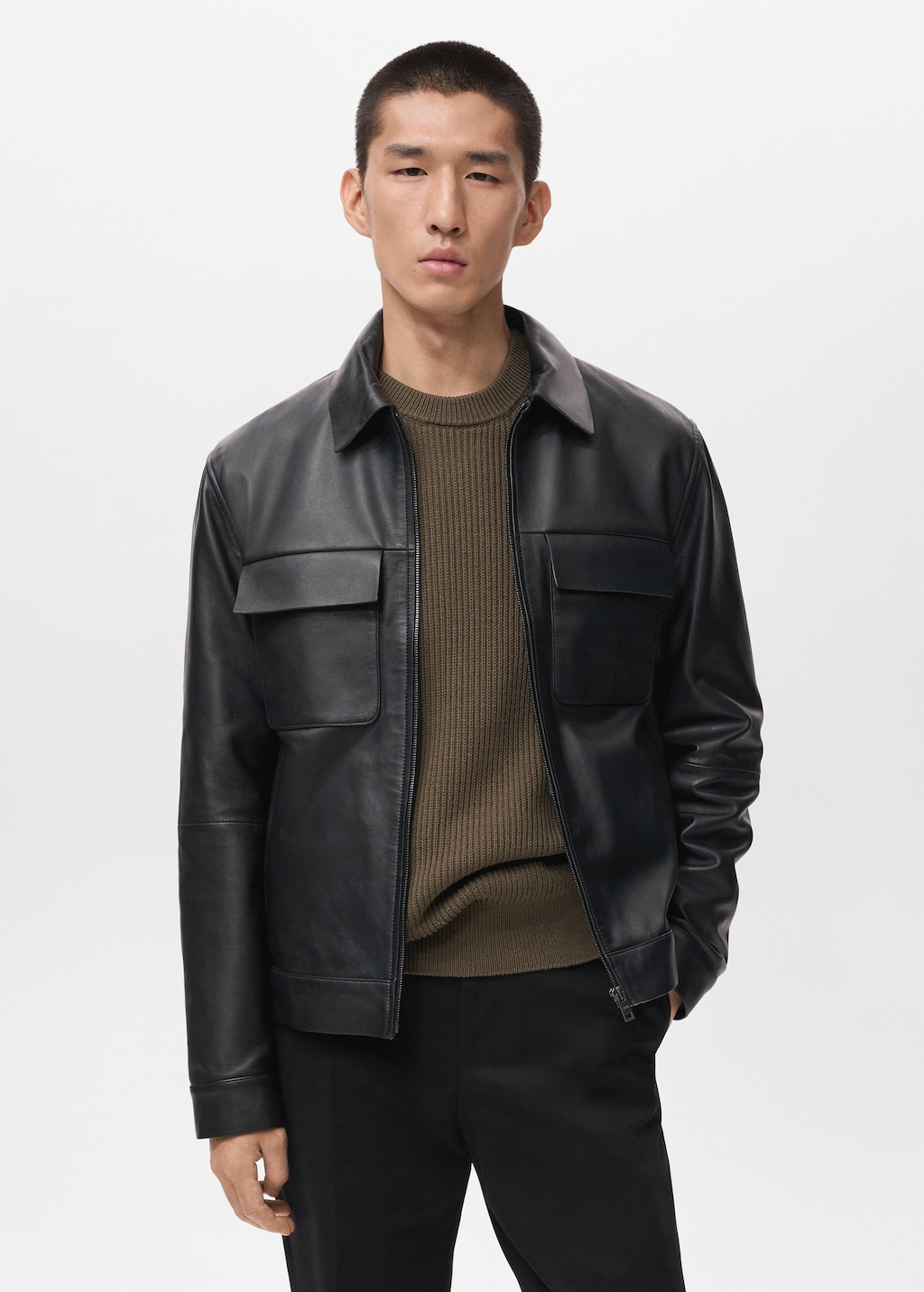 100% leather jacket with pockets