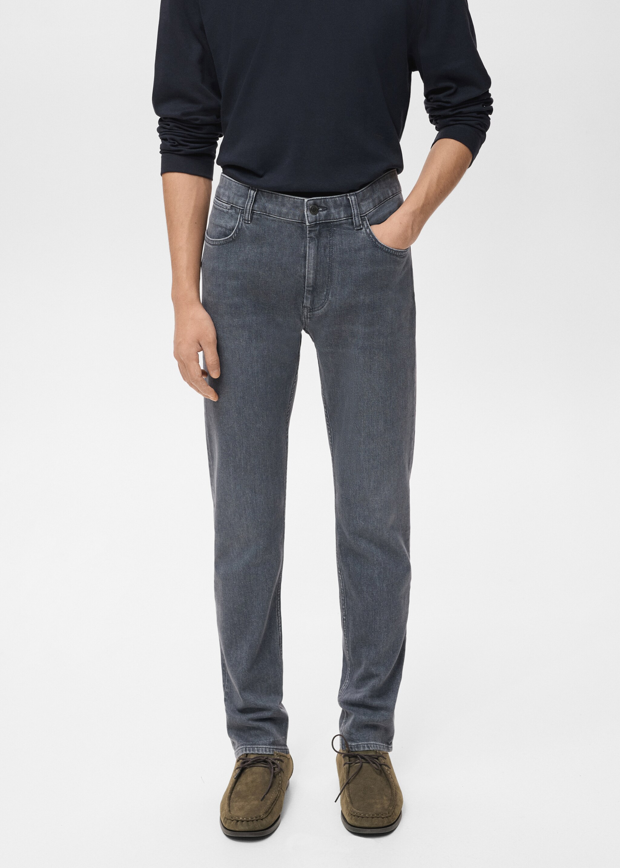 Jeans Patrick slim fit - Plano medio, Denim negro. Ref: 17045970-00.