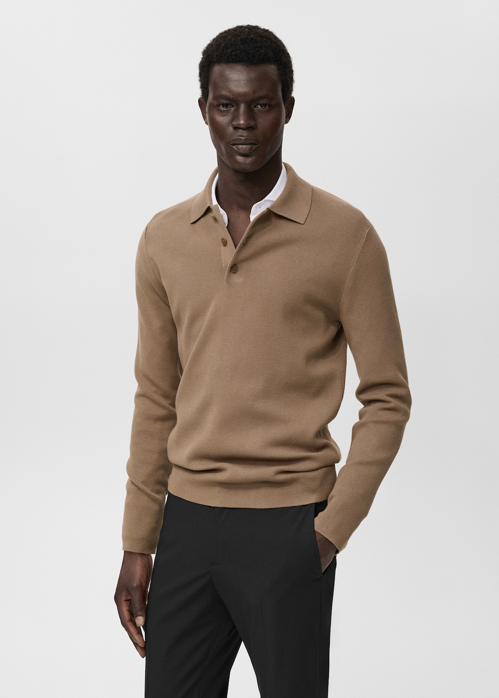 Knitted polo-neck sweater