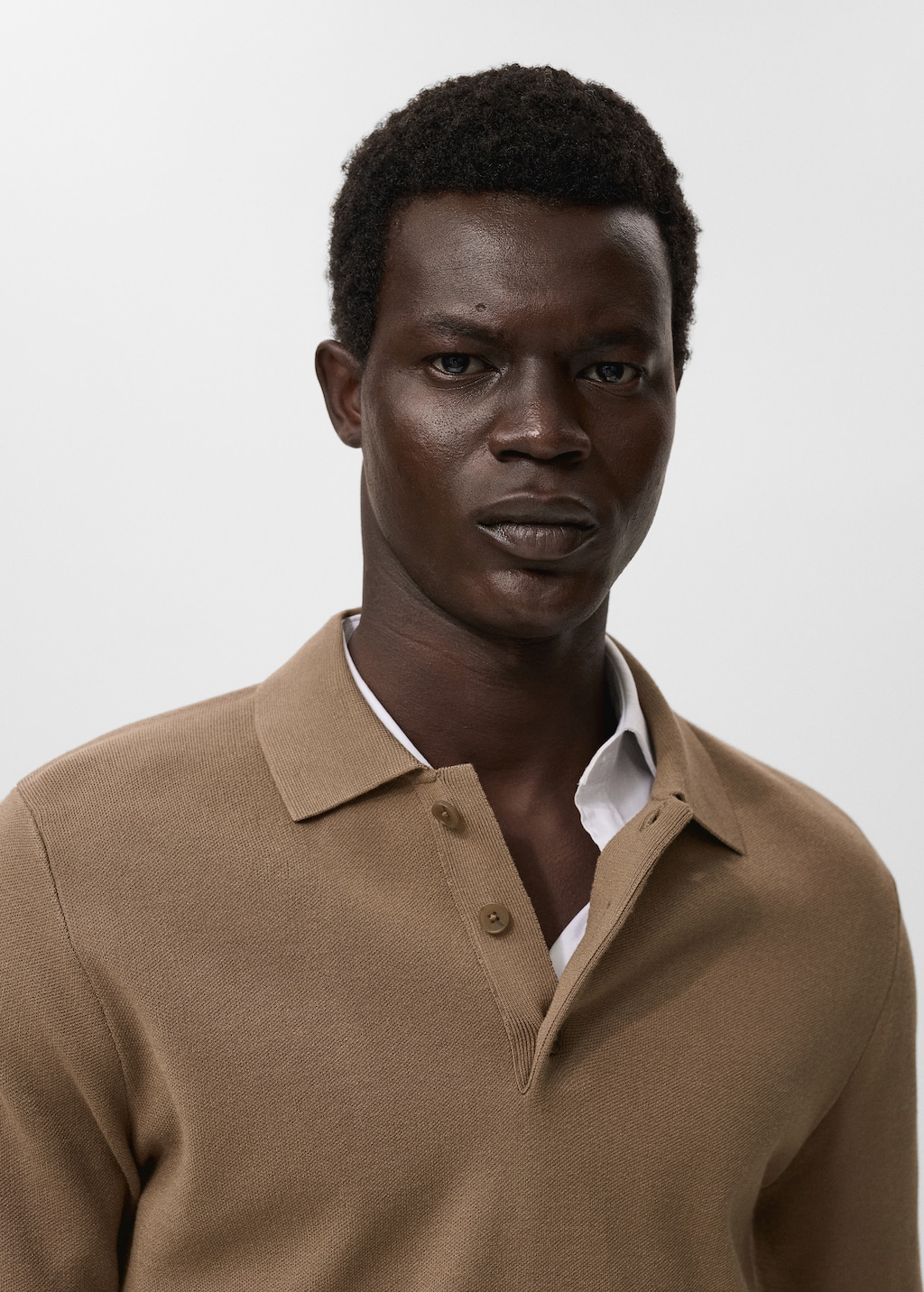 Knitted polo-neck sweater