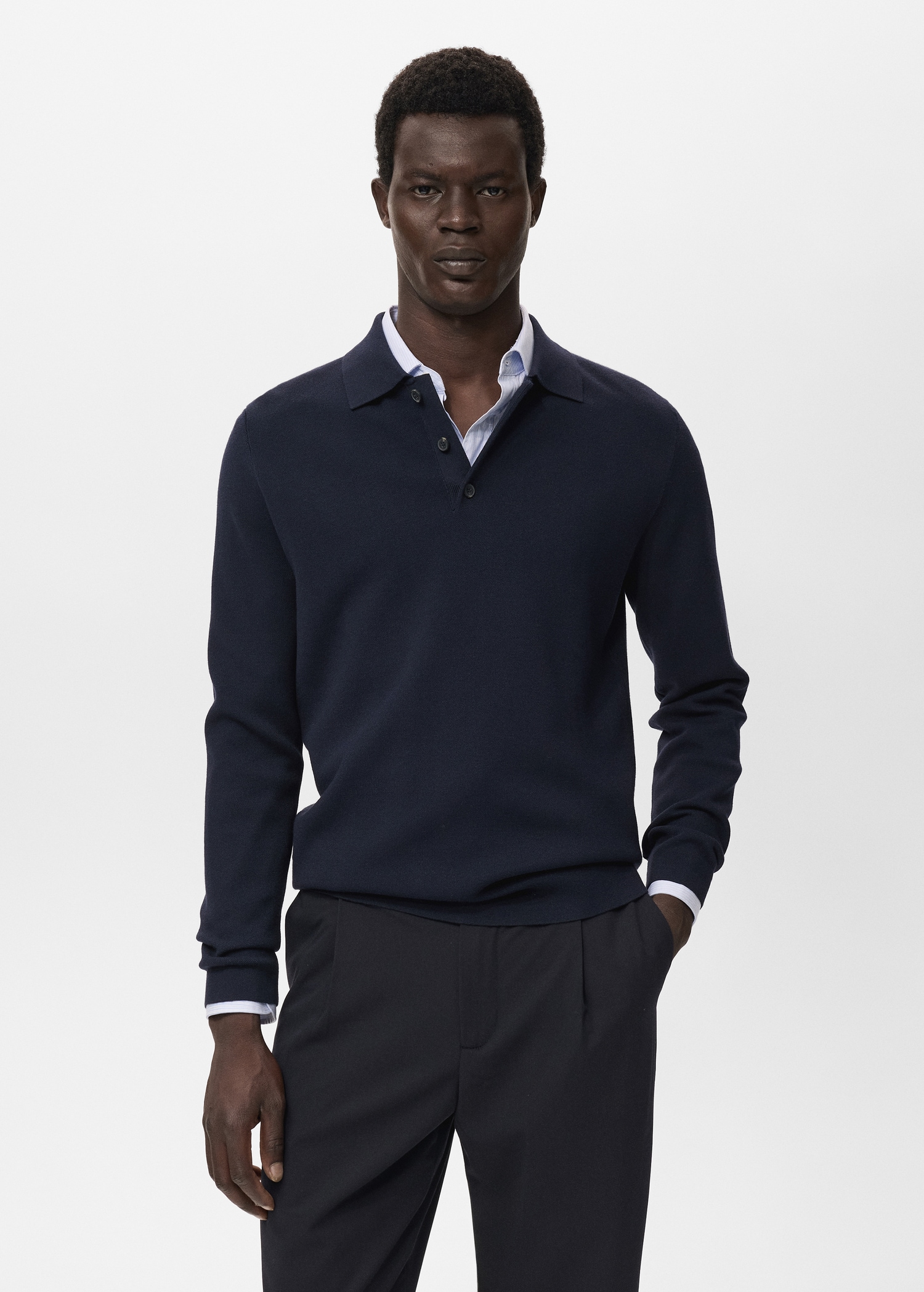 Maille Cotelee Pull Homme Mango Pull-over Maille Col Polo Homme