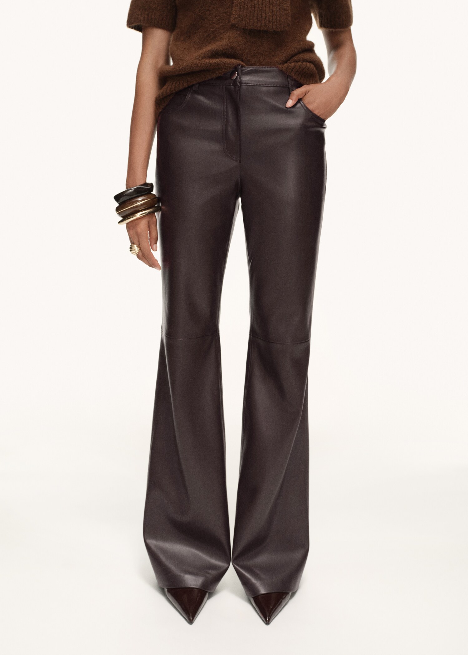 Leather-effect skinny trousers - Medium plane