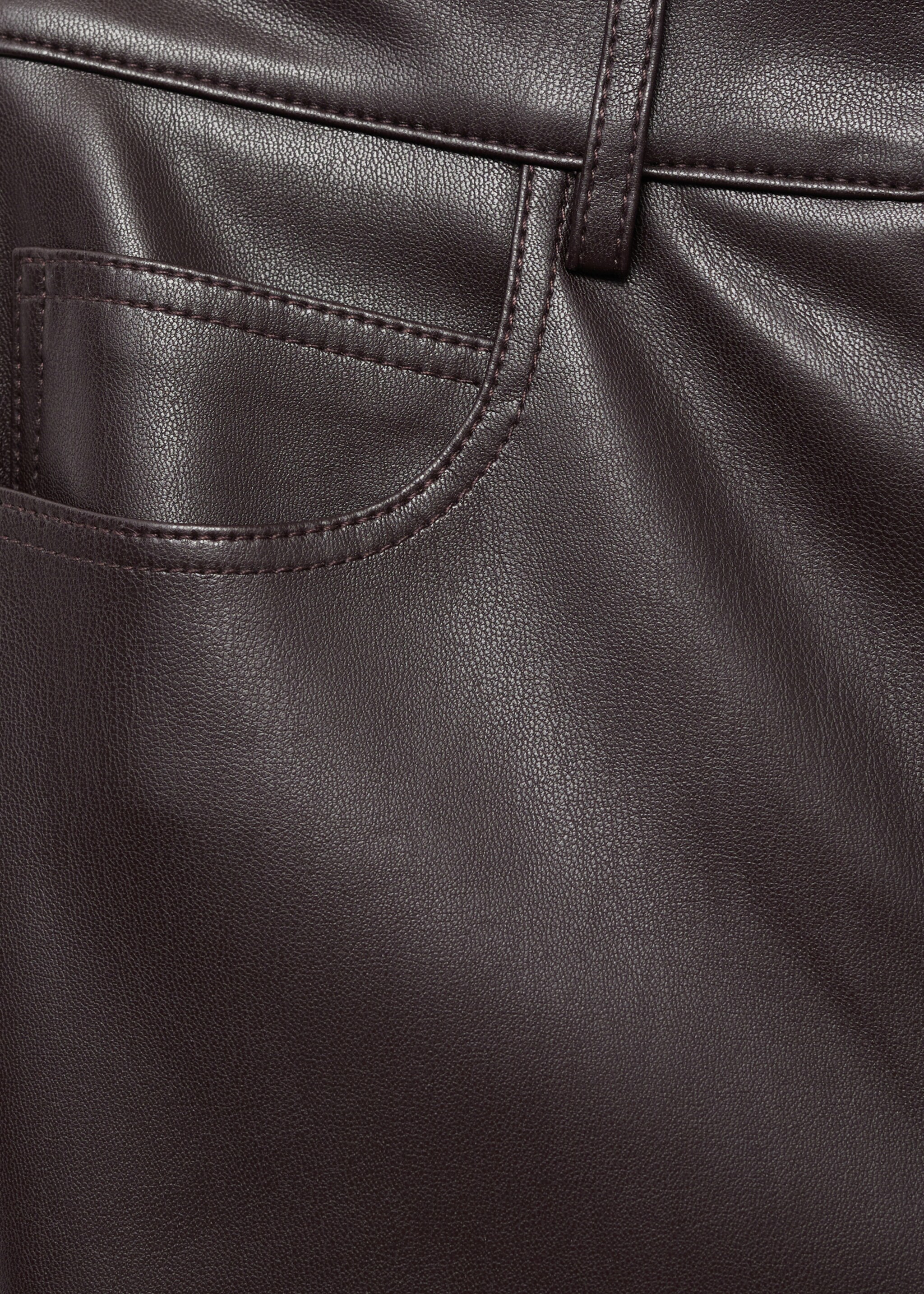 Leather-effect skinny trousers - Details of the article 0, Chocolate. Ref: 17045975-00.