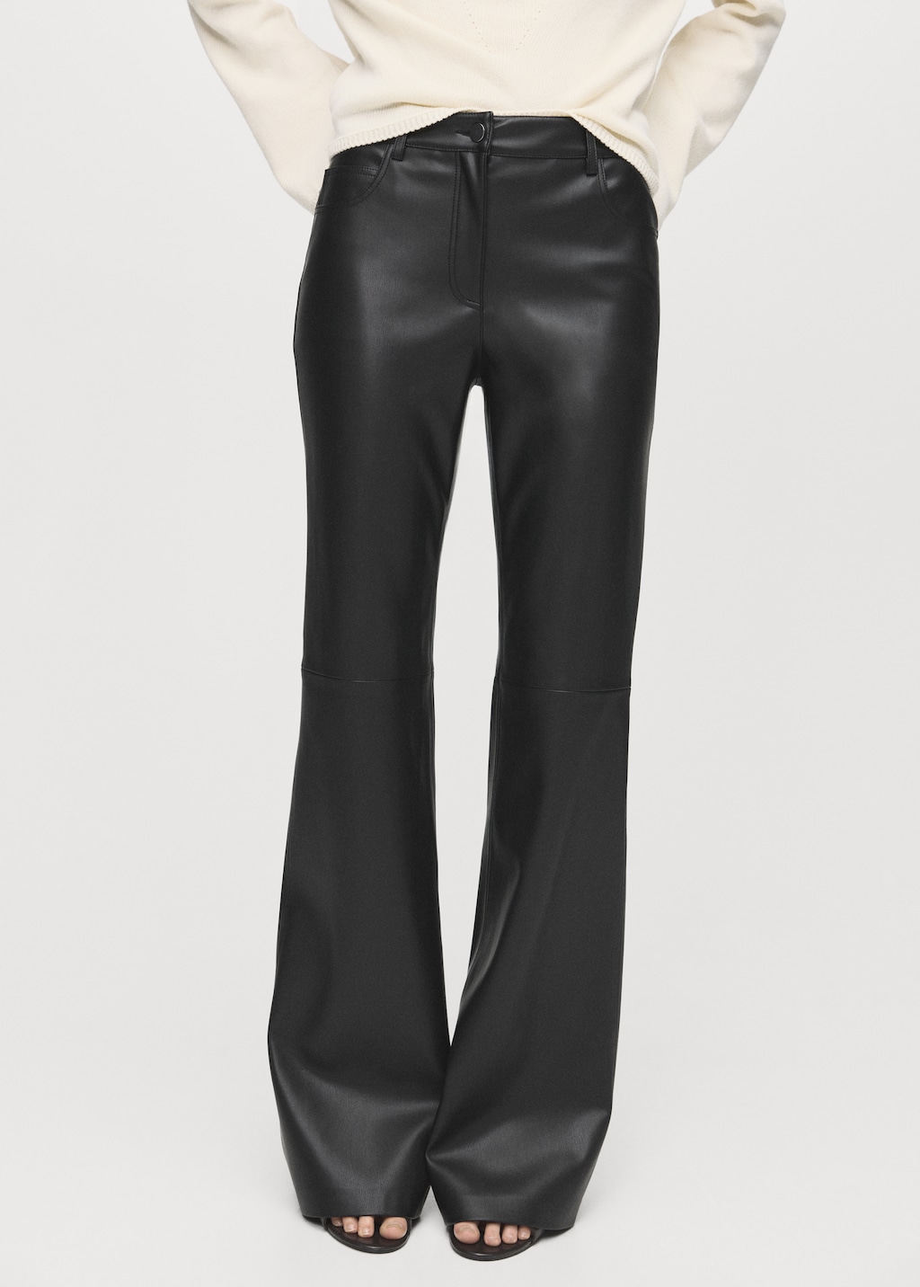 Faux-leather flared trousers