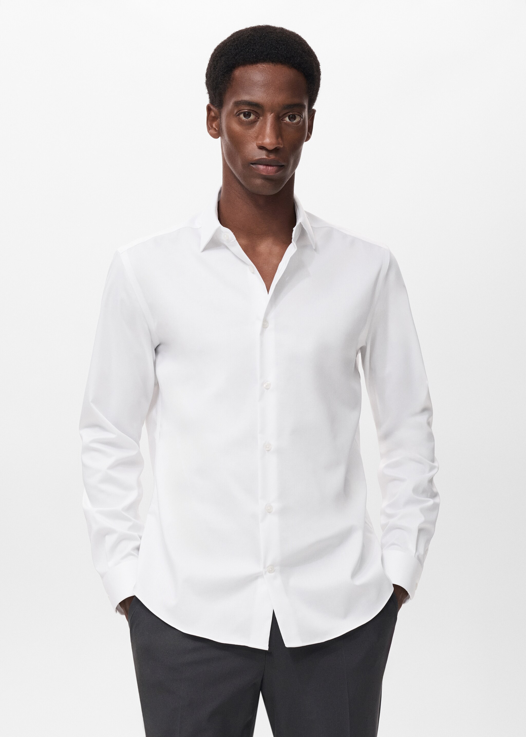 Comfort stretch non-iron shirt - Medium plane, White. Ref: 17045980-00.