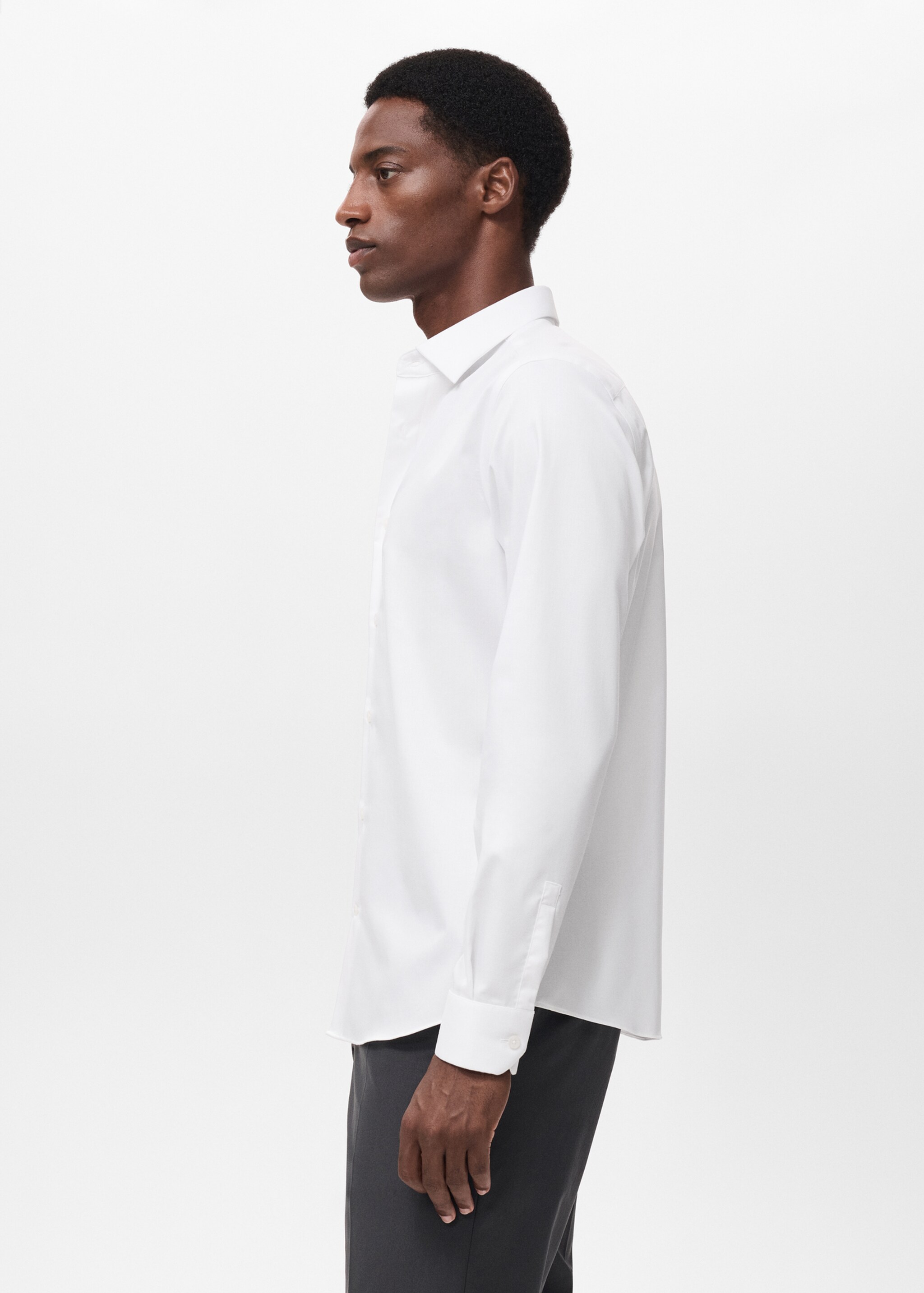 Comfort stretch non-iron shirt - Details of the article 2, White. Ref: 17045980-00.