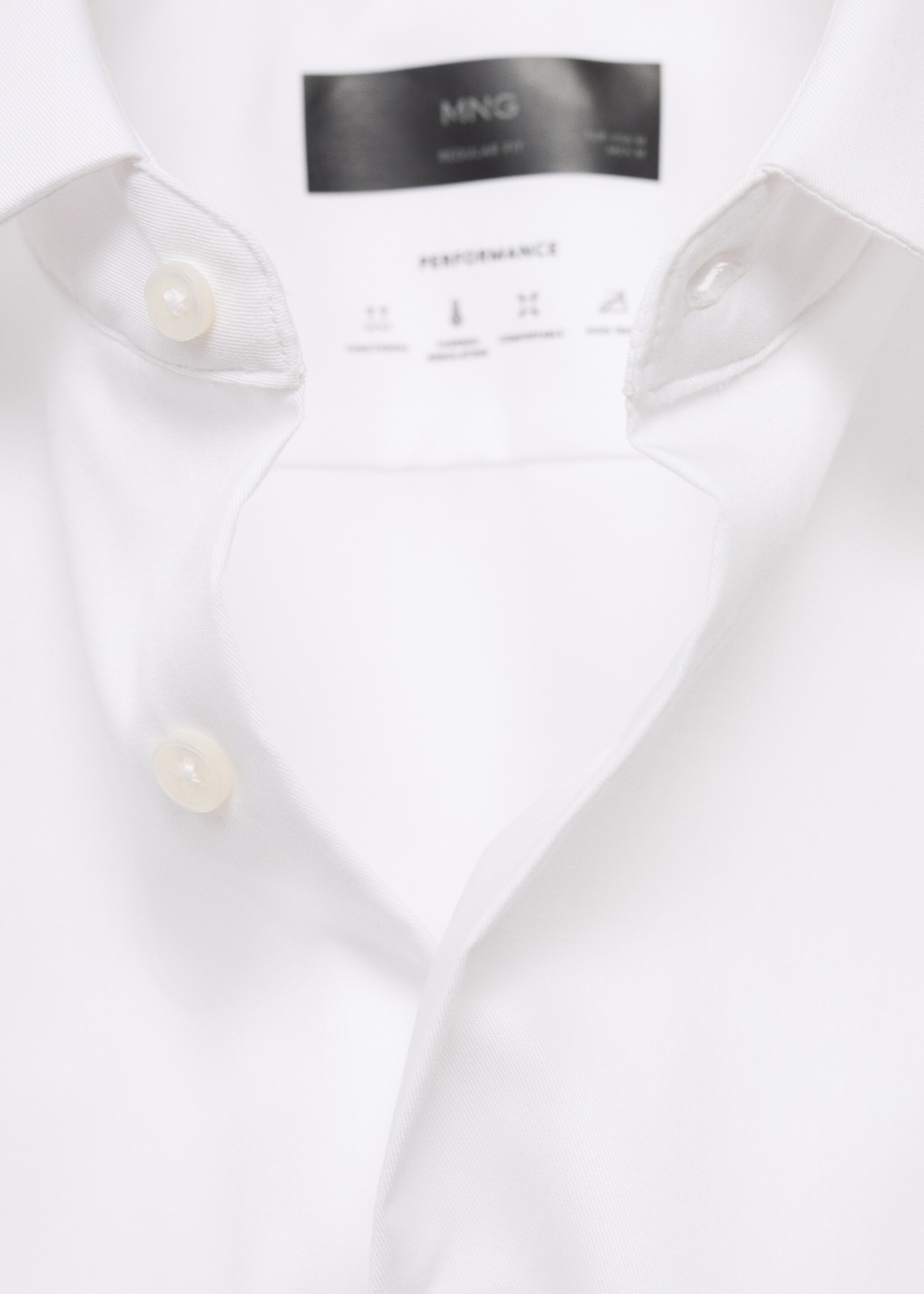 Comfort stretch non-iron shirt - Details of the article 8, White. Ref: 17045980-00.