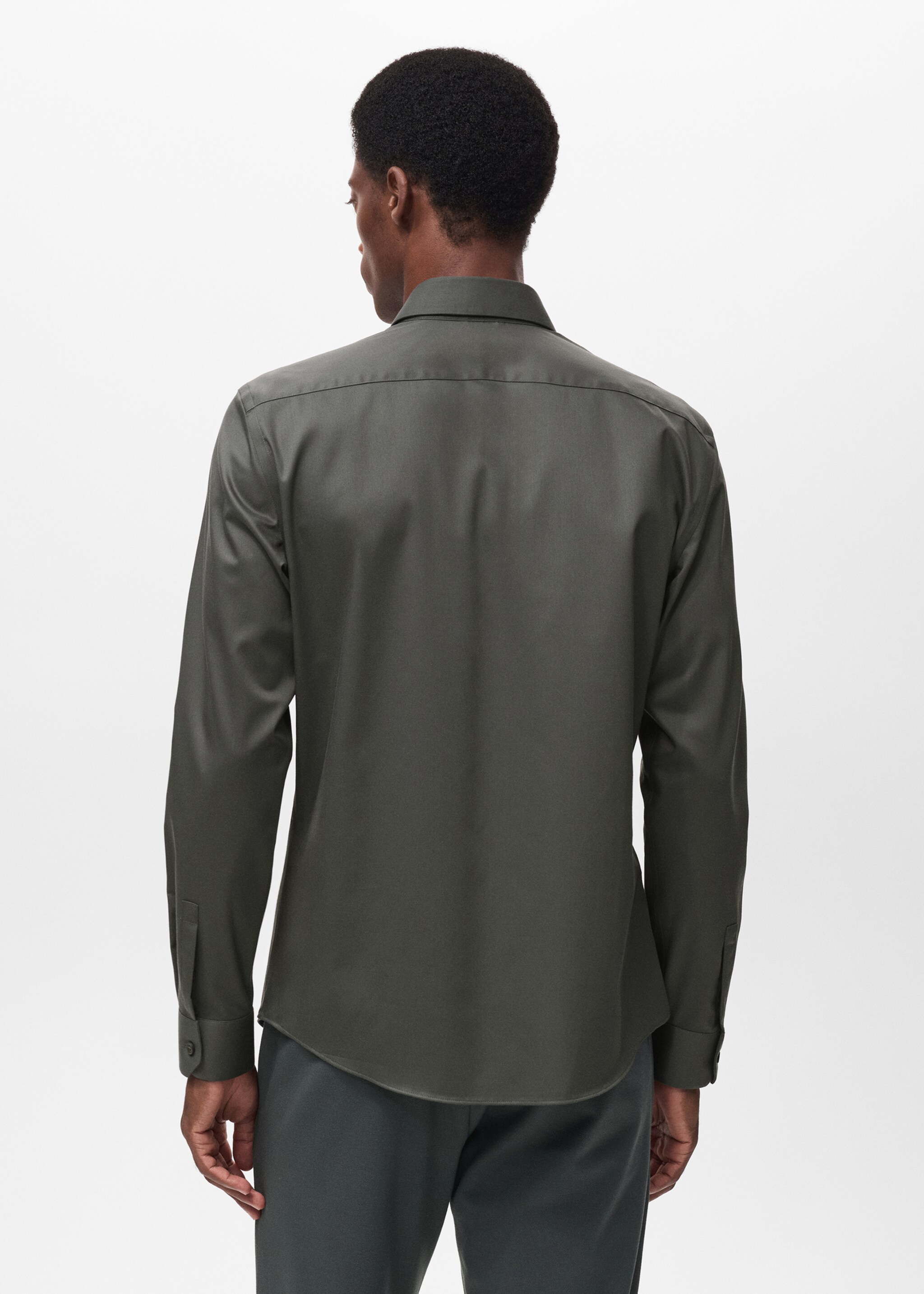 Comfort stretch non-iron shirt - Reverse of the article, Khaki. Ref: 17045980-00.