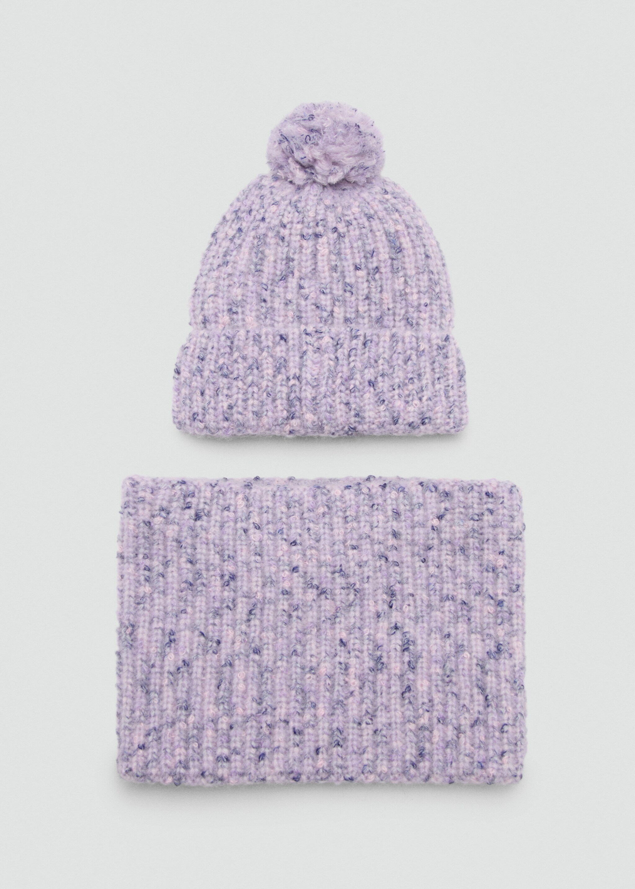 Flecked knit scarf - Details of the article 2, Lilac. Ref: 17045981-00.