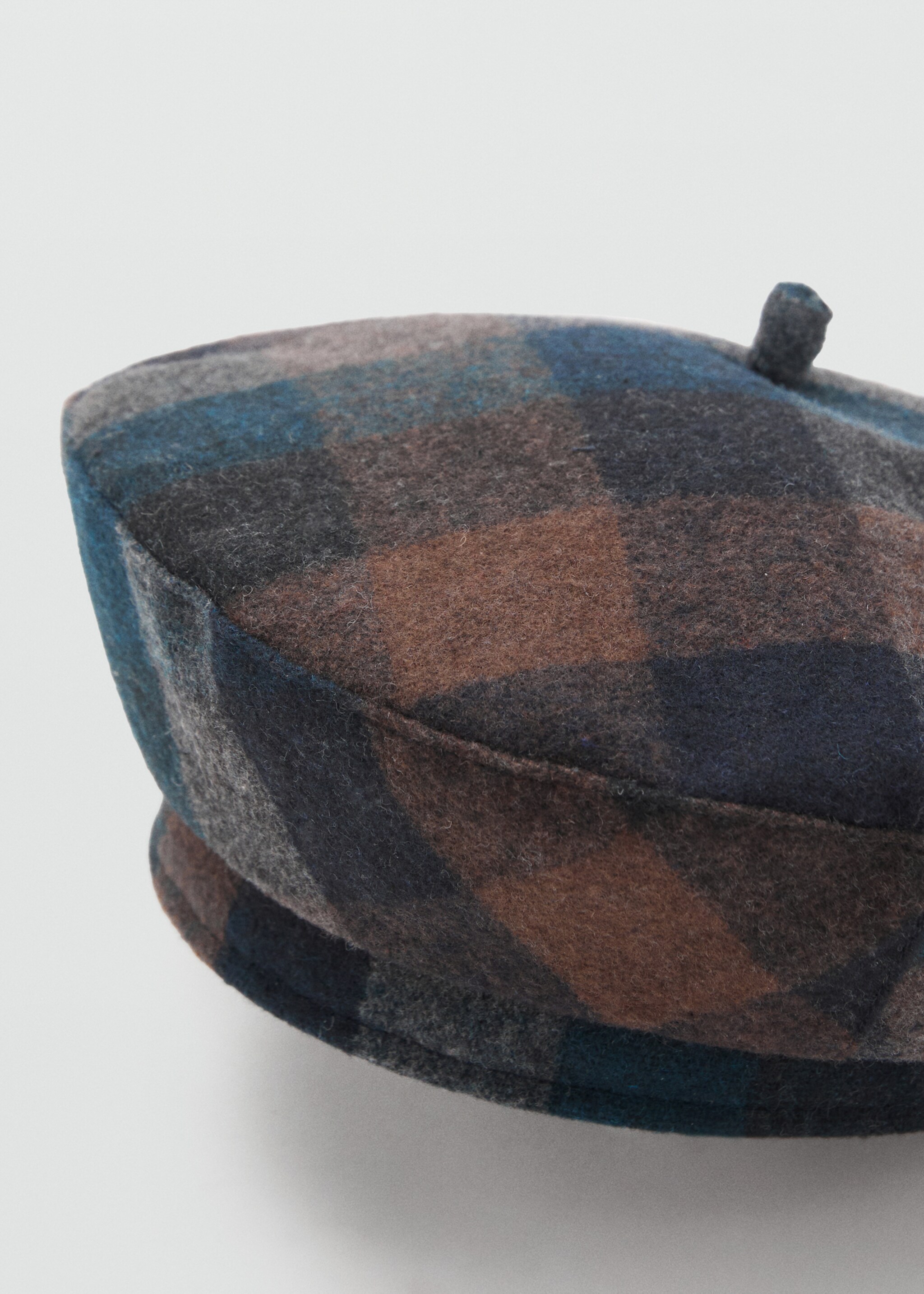 Check beret - Medium plane, Blue. Ref: 17045989-00.