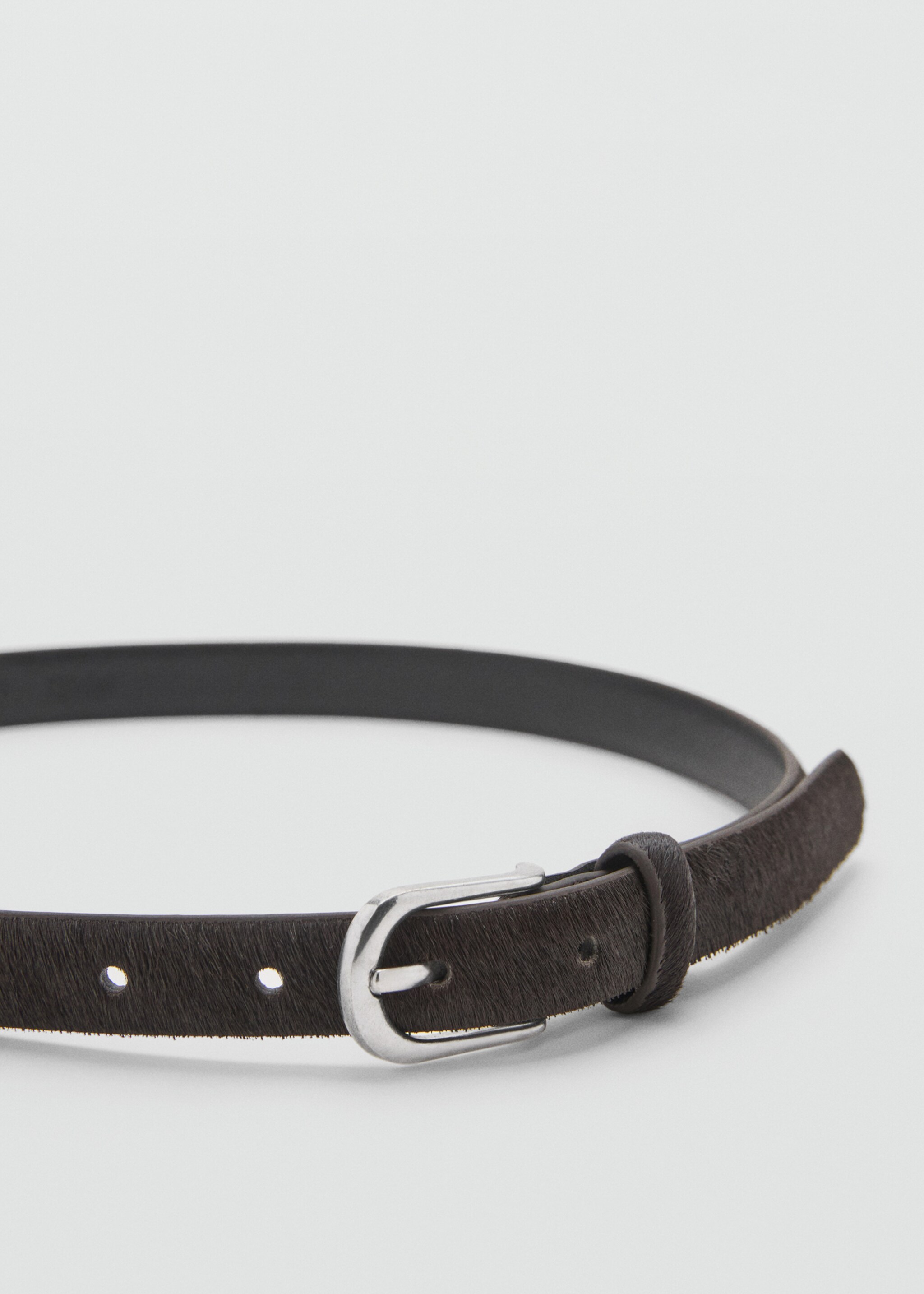 Leather fur belt - Details of the article 1, Chocolate. Ref: 17045992-00.