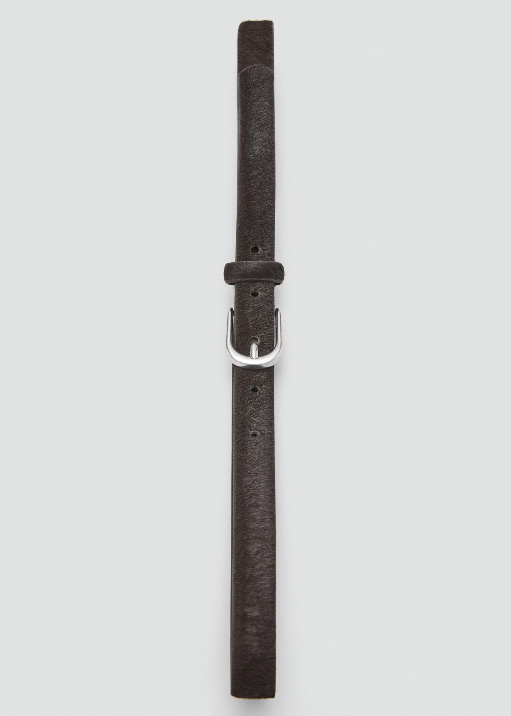 Leather fur belt - Details of the article 2, Chocolate. Ref: 17045992-00.