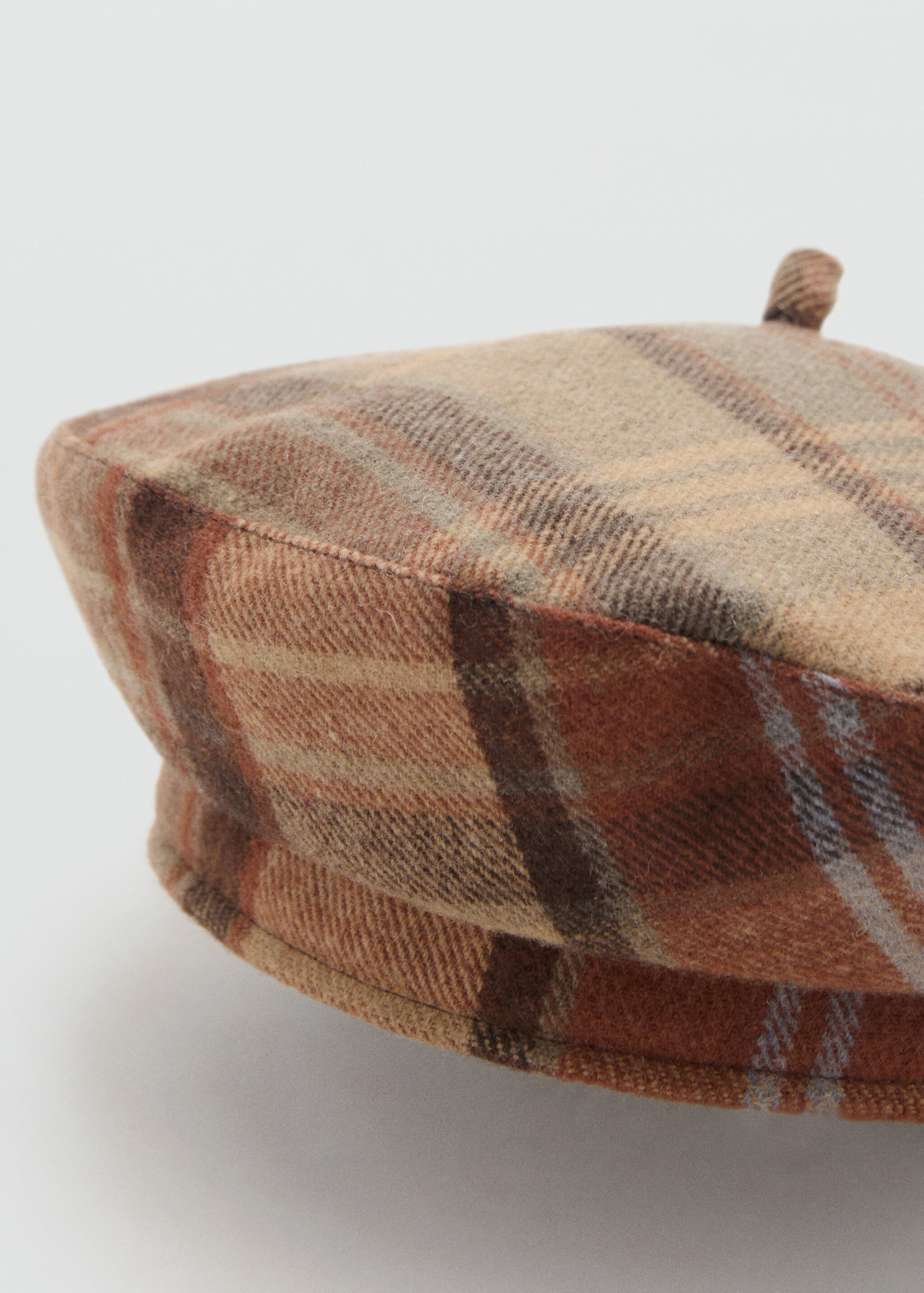 Check beret - Medium plane, Brown. Ref: 17045993-00.