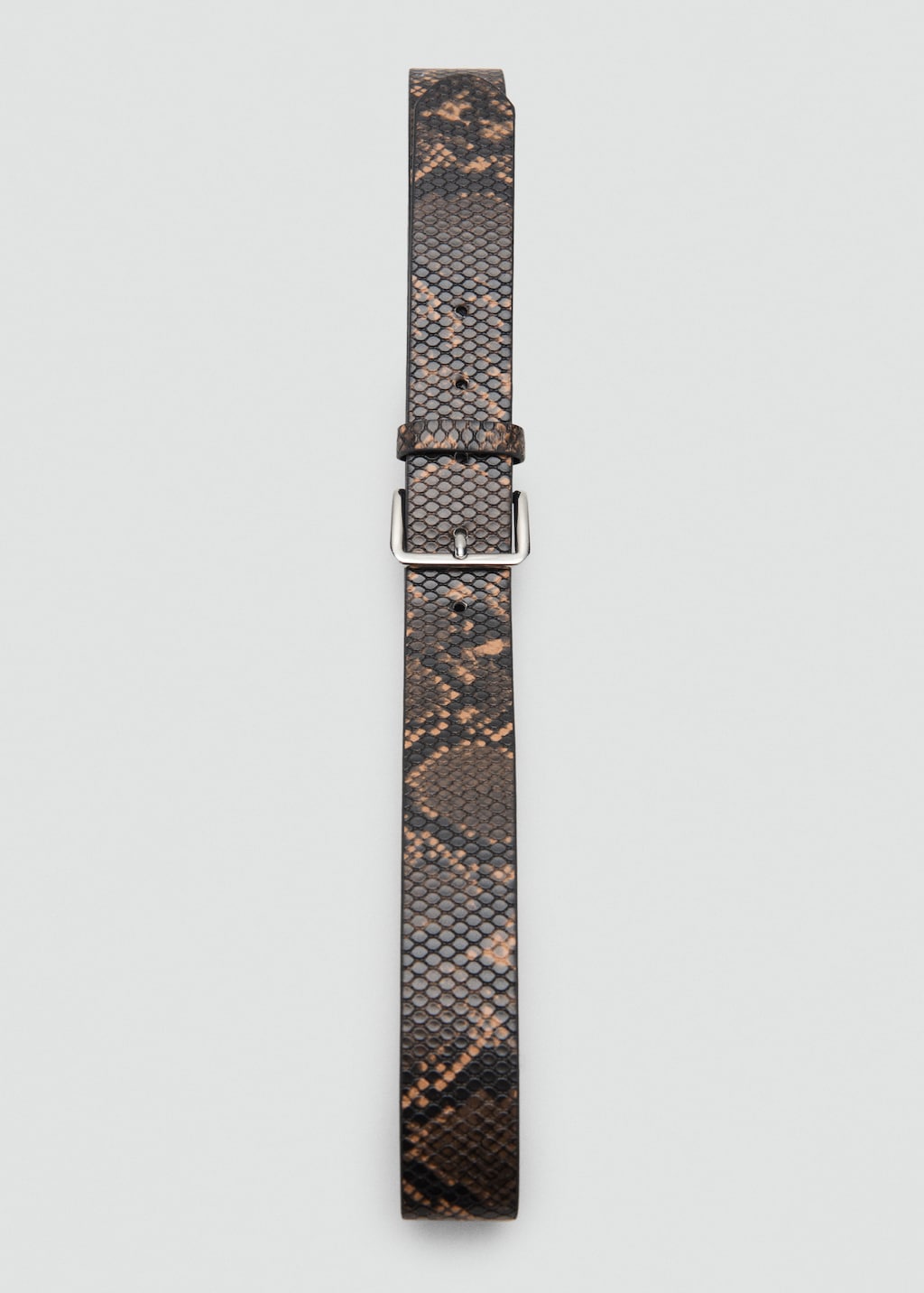Snake-effect leather belt