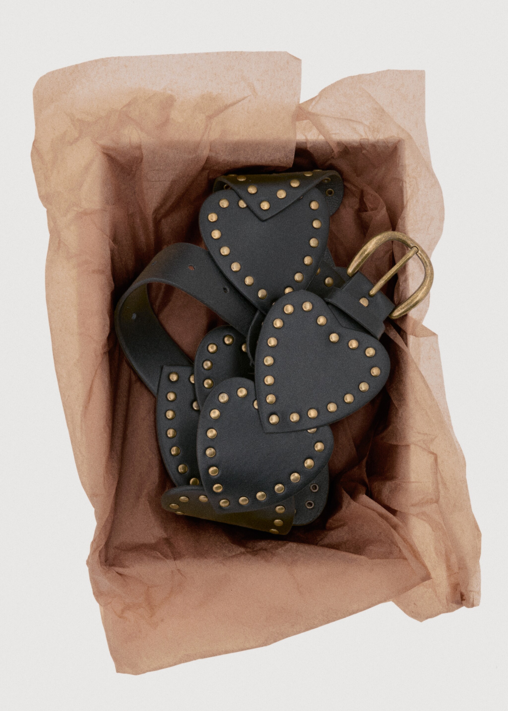 Studded heart belt - Details of the article 7, Black. Ref: 17045996-00.