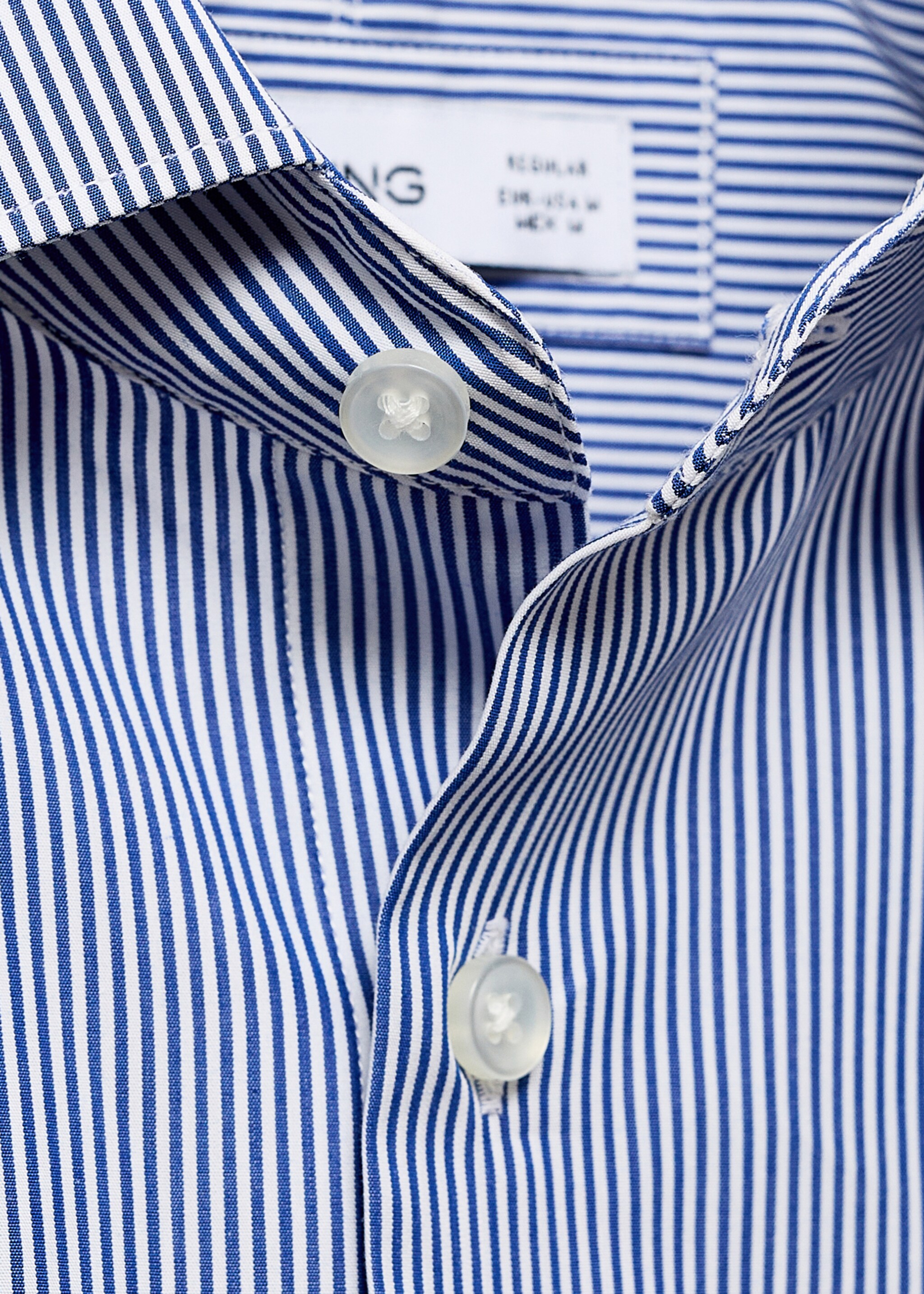 Camisa  100% algodón rayas slim fit - Detalle del artículo 8, Azul. Ref: 17046001-00.
