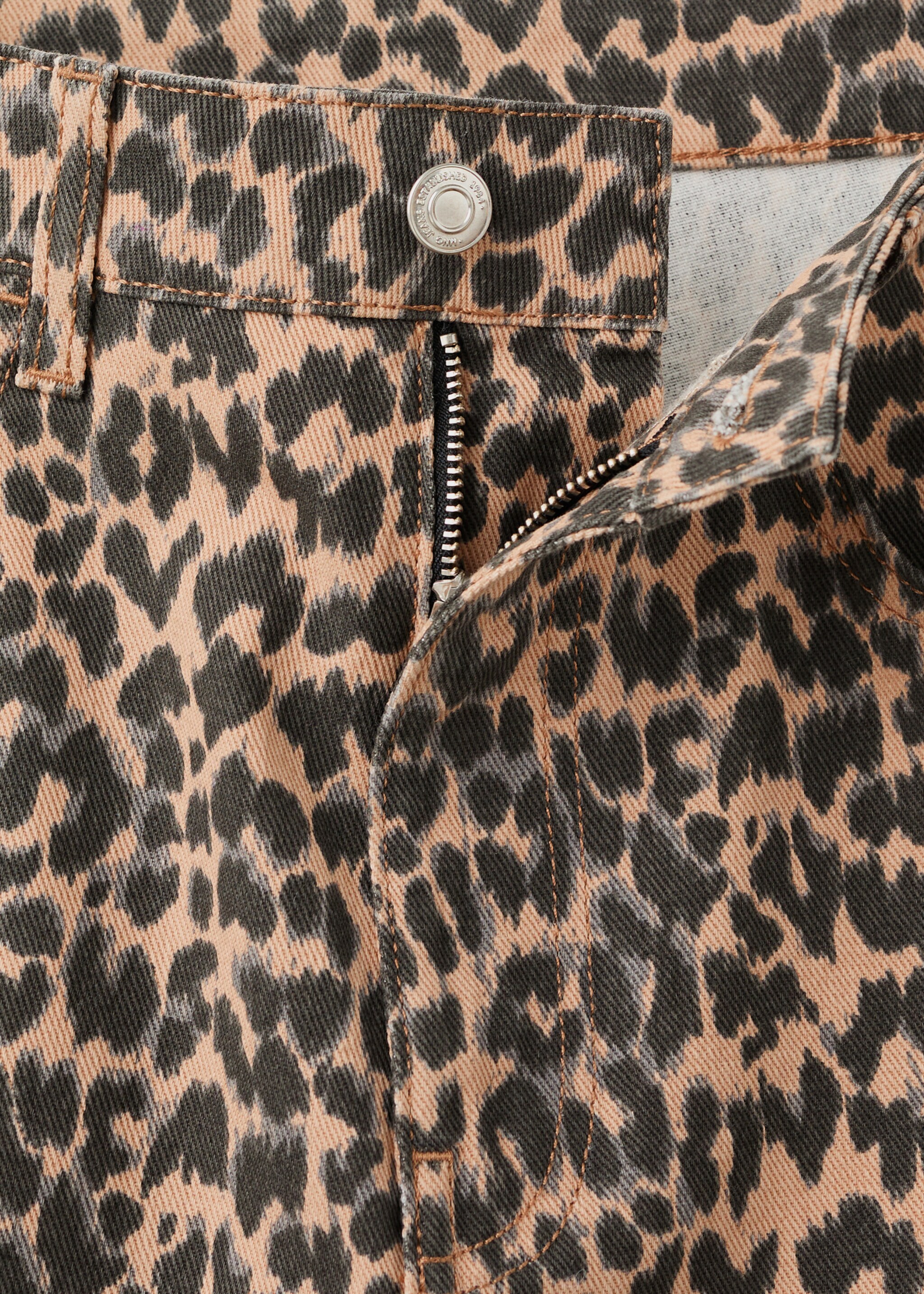 Leopard-print straight jeans - Details of the article 0, Brown. Ref: 17046003-00.