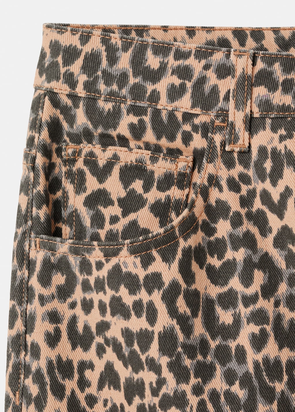 Leopard-print straight jeans