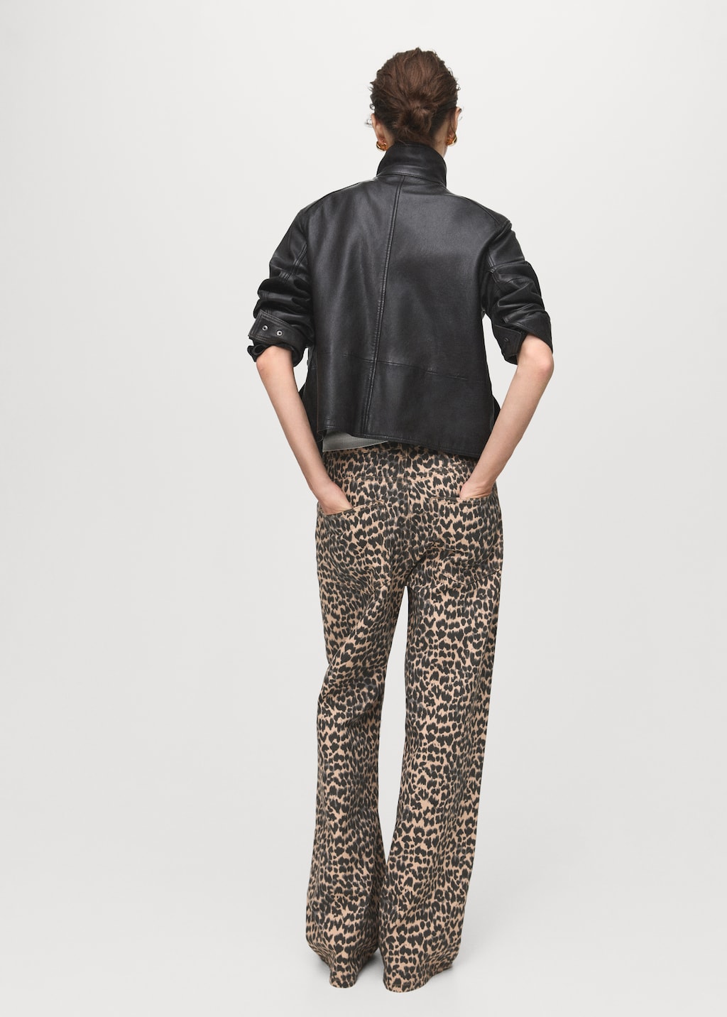 Leopard-print straight jeans