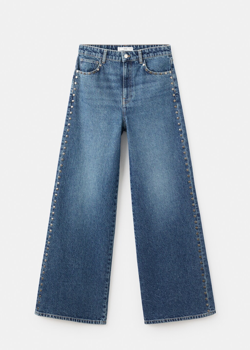 Wide-leg studded jeans