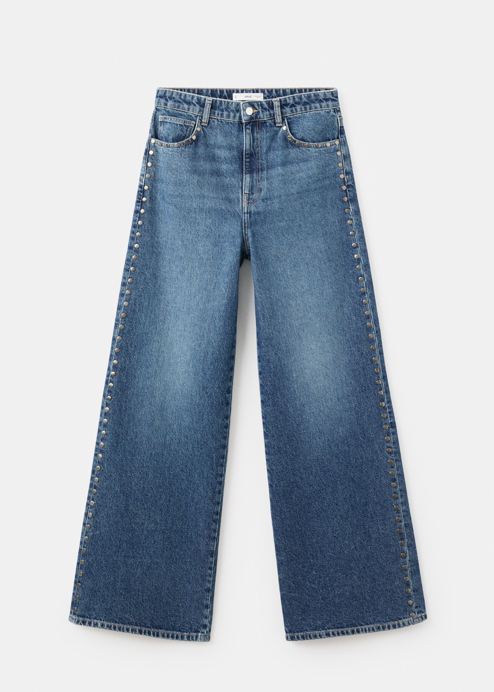 Wide leg studded jeans - Article without model, Dark Blue. Ref: 17046004-00.