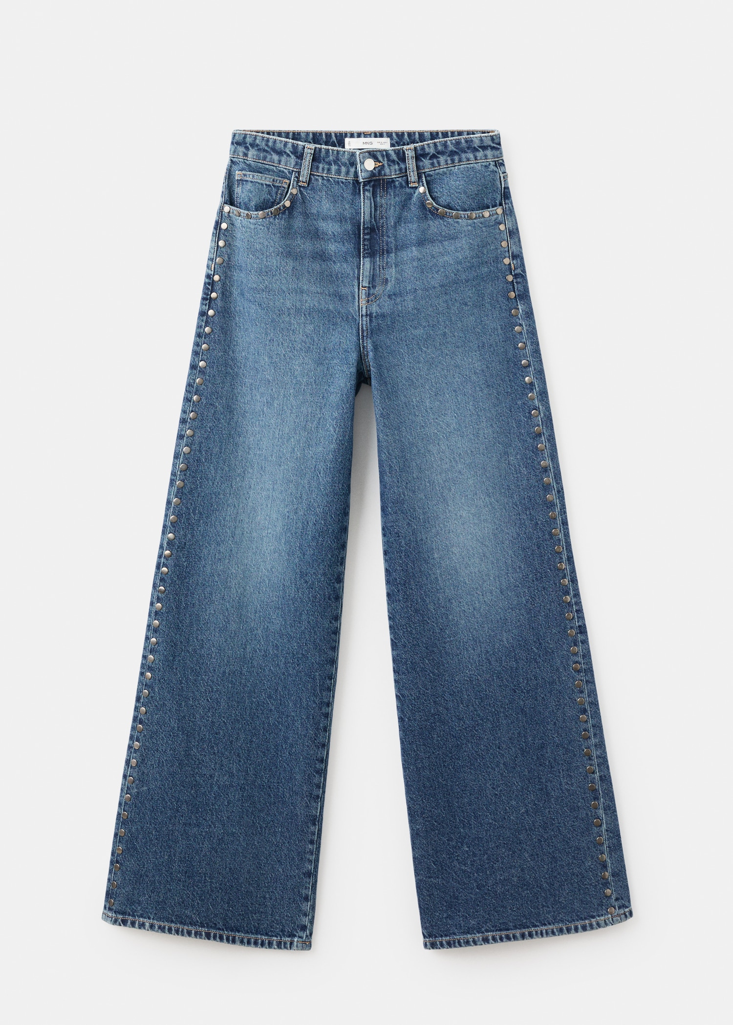 Jeans Outlet Zara Jeans Culotte High Rise Wide-leg Studded Jeans