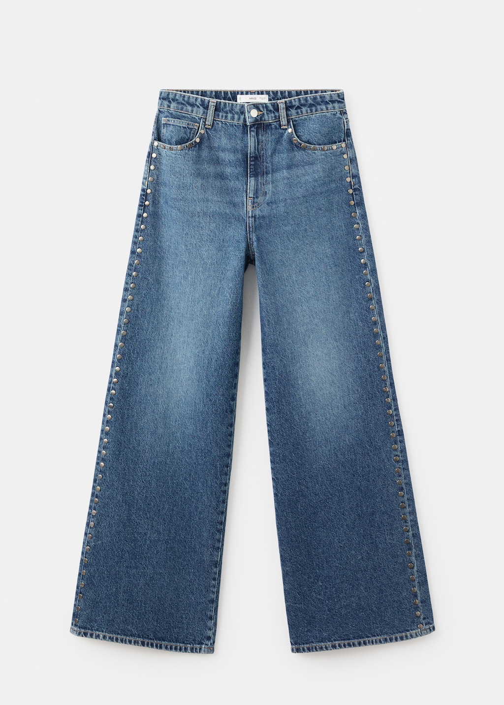 Wide-leg studded jeans