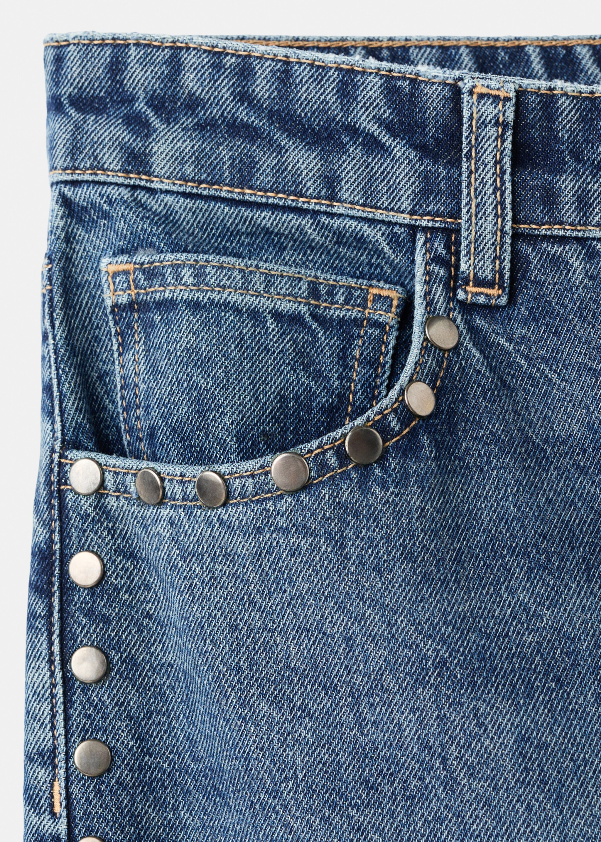 Wide leg studded jeans - Details of the article 0, Dark Blue. Ref: 17046004-00.