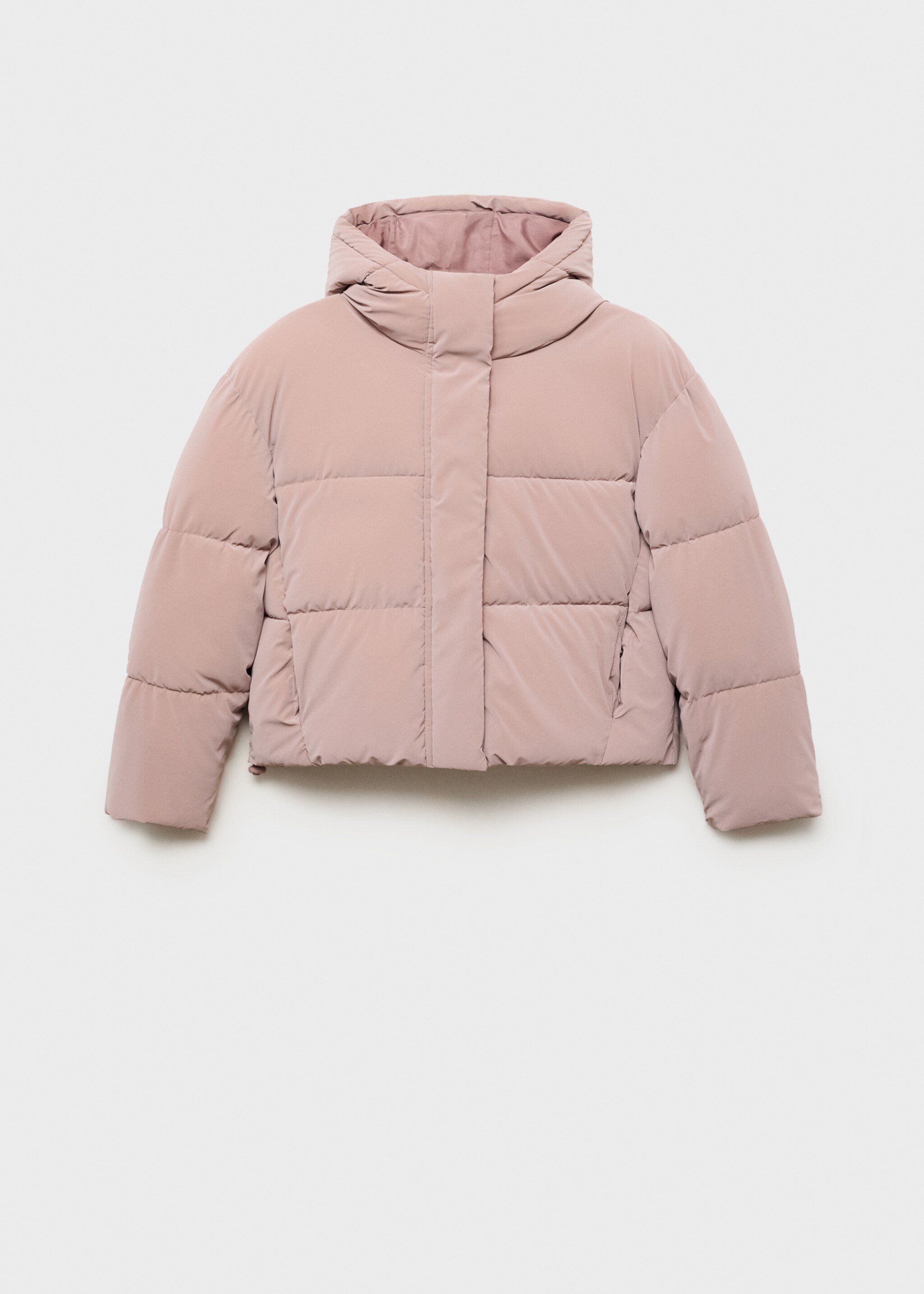 Waxed-effect padded anorak - Article without model, Pastel Pink. Ref: 17046326-00.