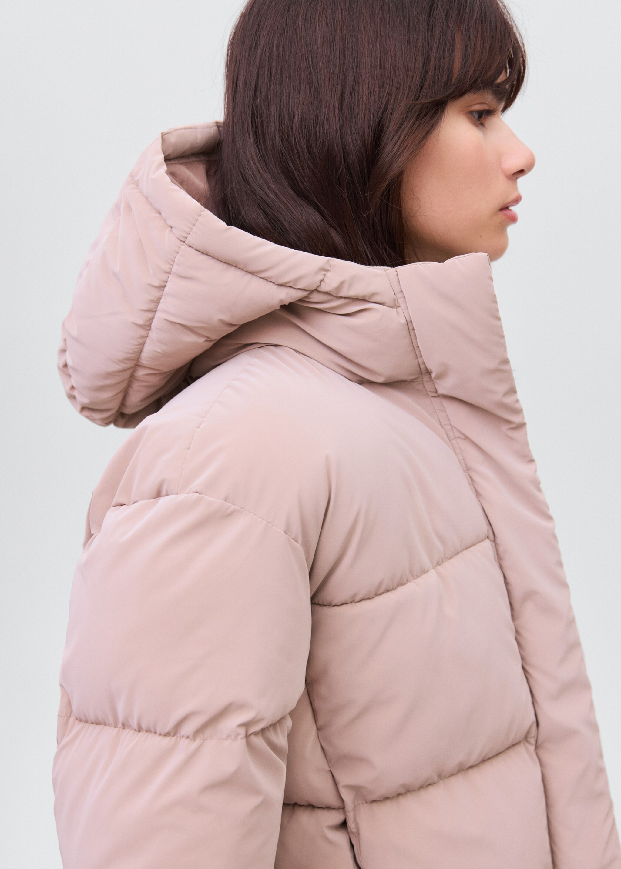 Waxed-effect padded anorak - Details of the article 1, Pastel Pink. Ref: 17046326-00.
