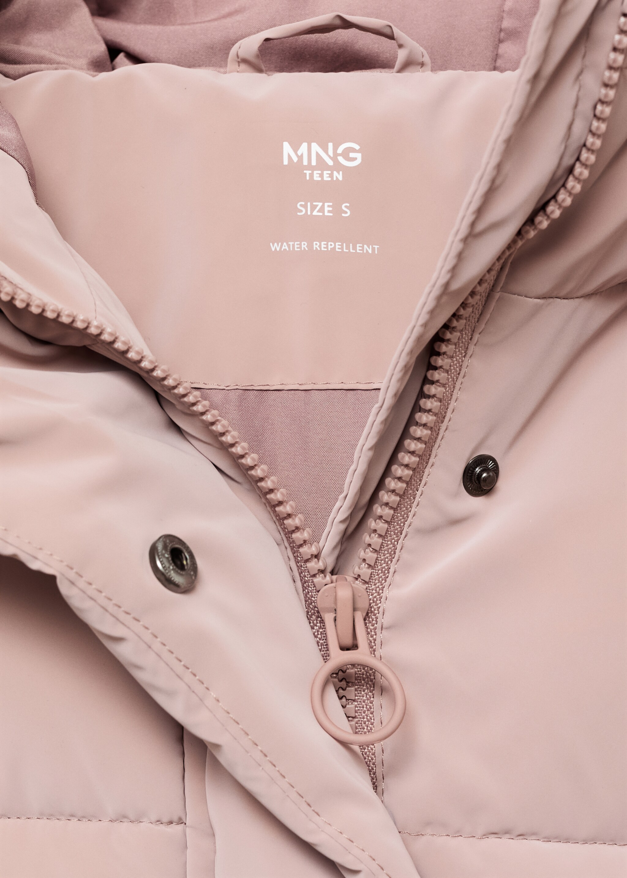 Waxed-effect padded anorak - Details of the article 8, Pastel Pink. Ref: 17046326-00.