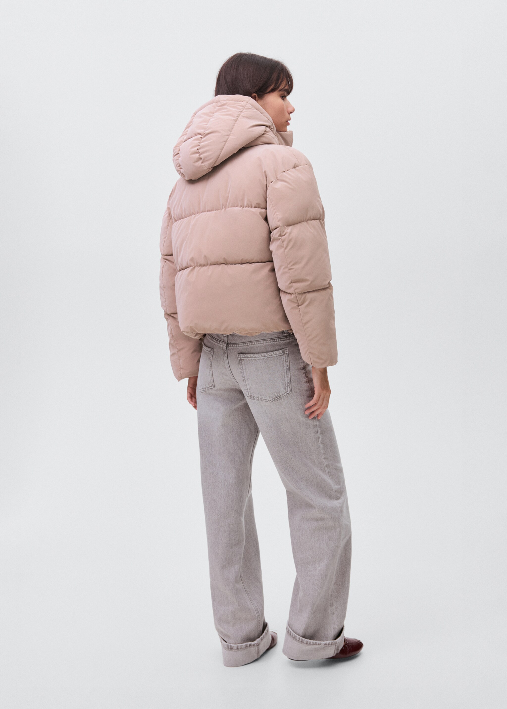 Waxed-effect padded anorak - Reverse of the article, Pastel Pink. Ref: 17046326-00.