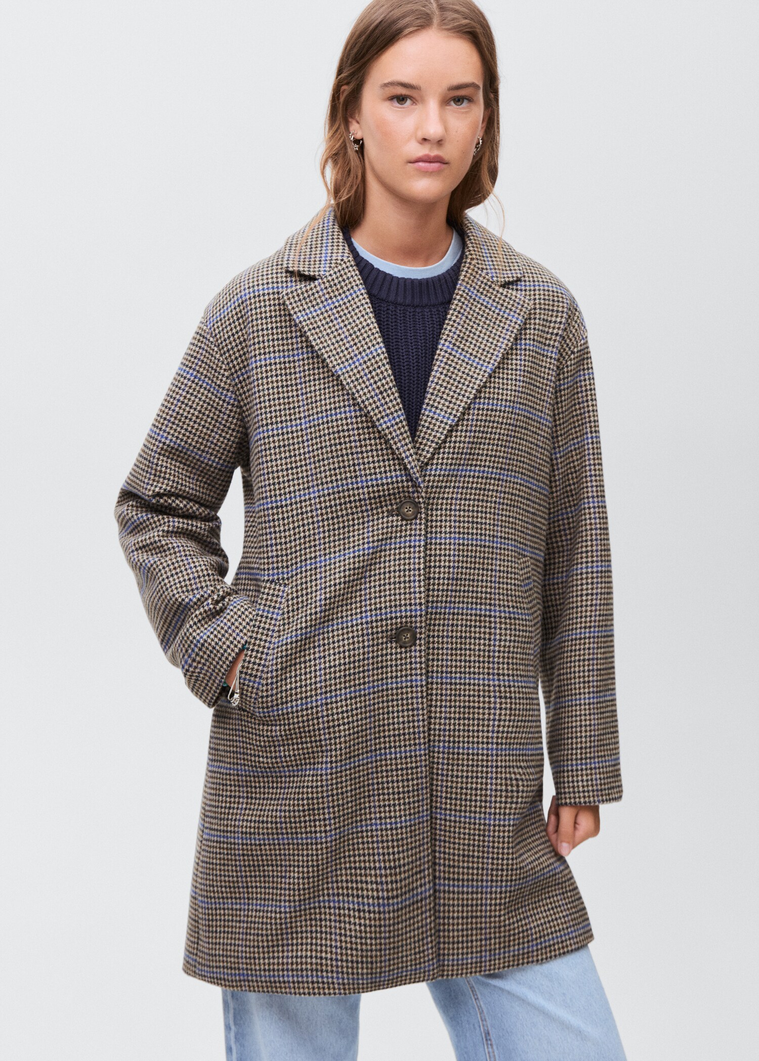 Manteau laine pied-de-poule - Plan moyen