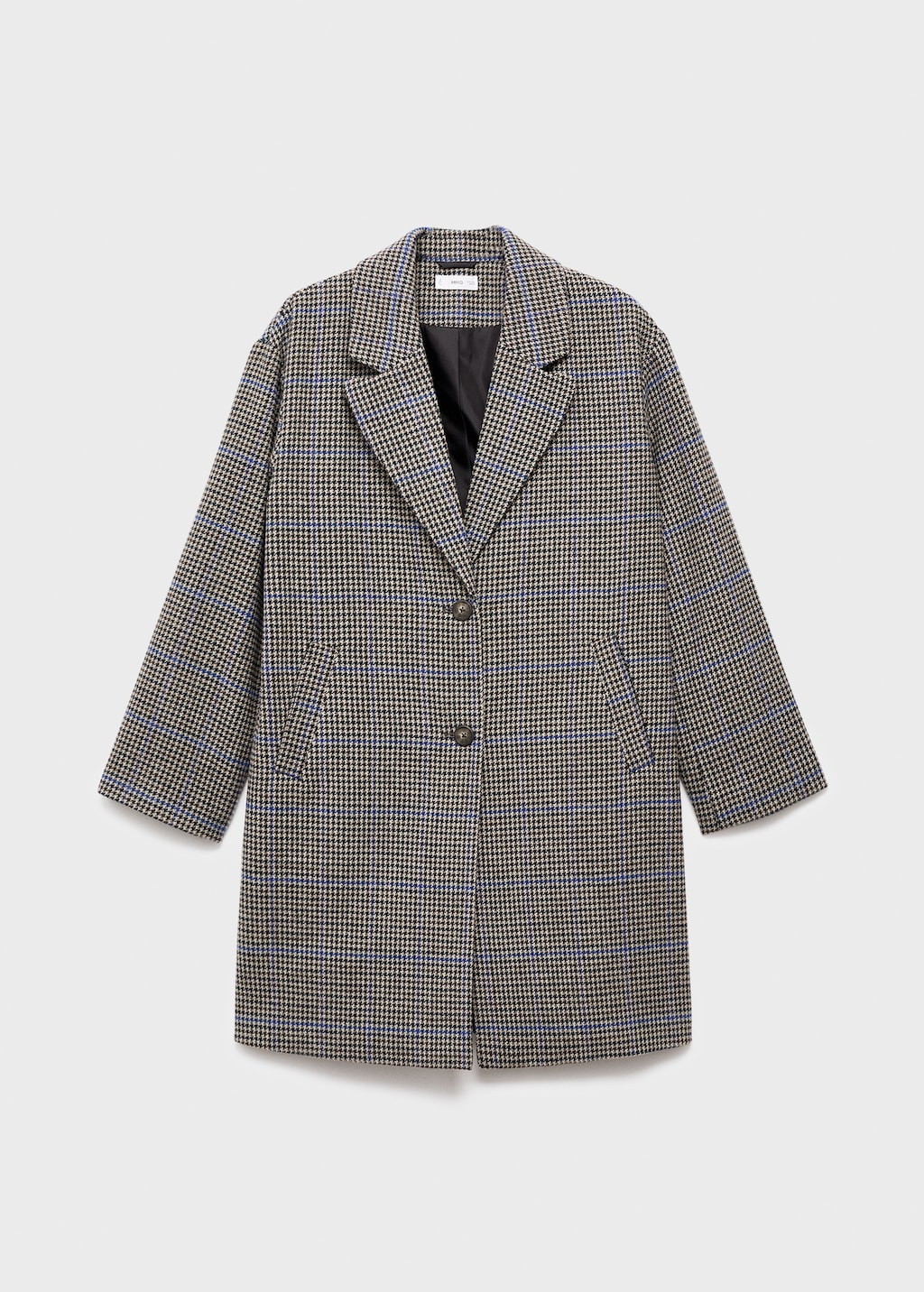 Houndstooth wool-blend coat