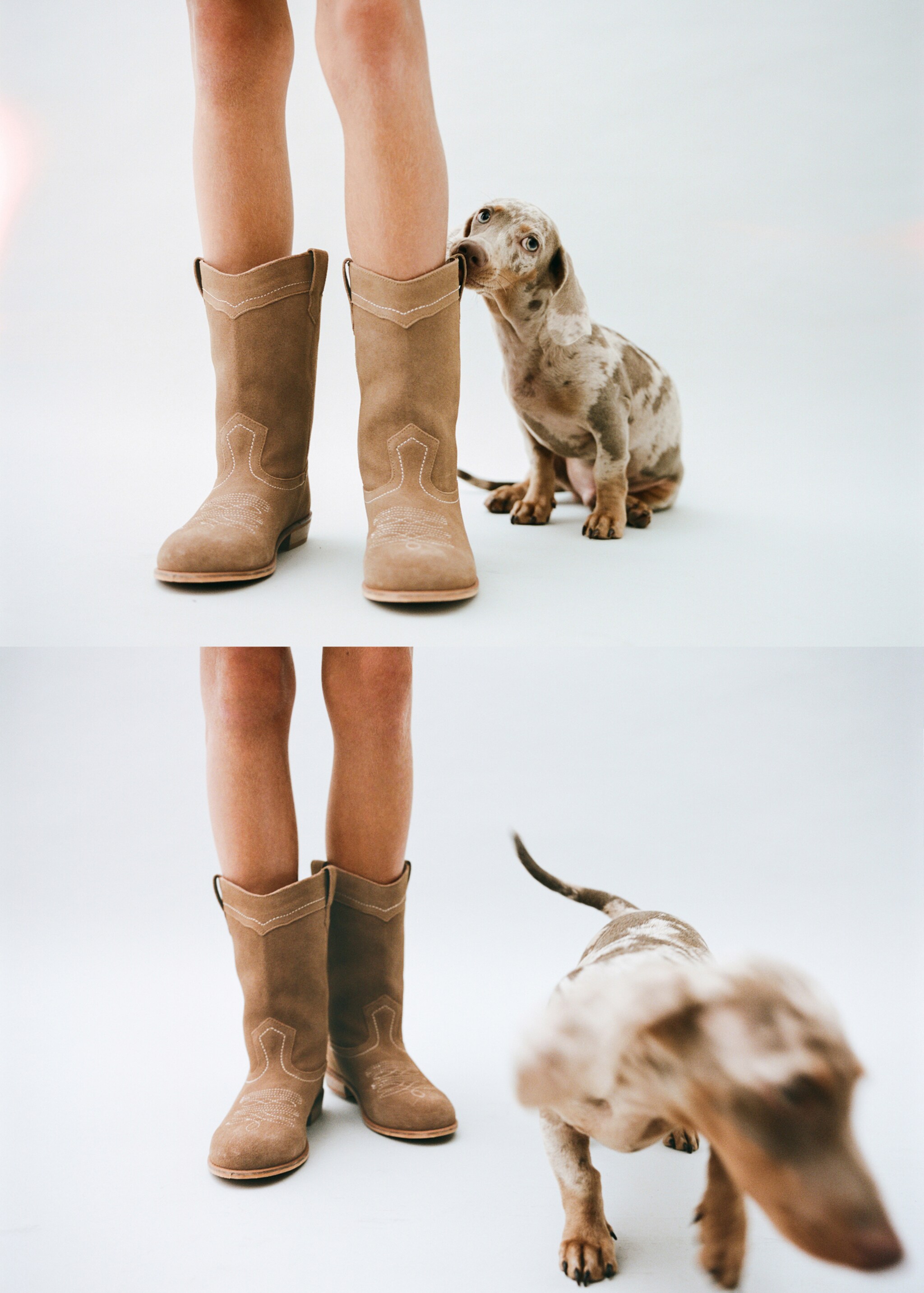 Split leather boots - Details of the article 6, Sand. Ref: 17046329-00.