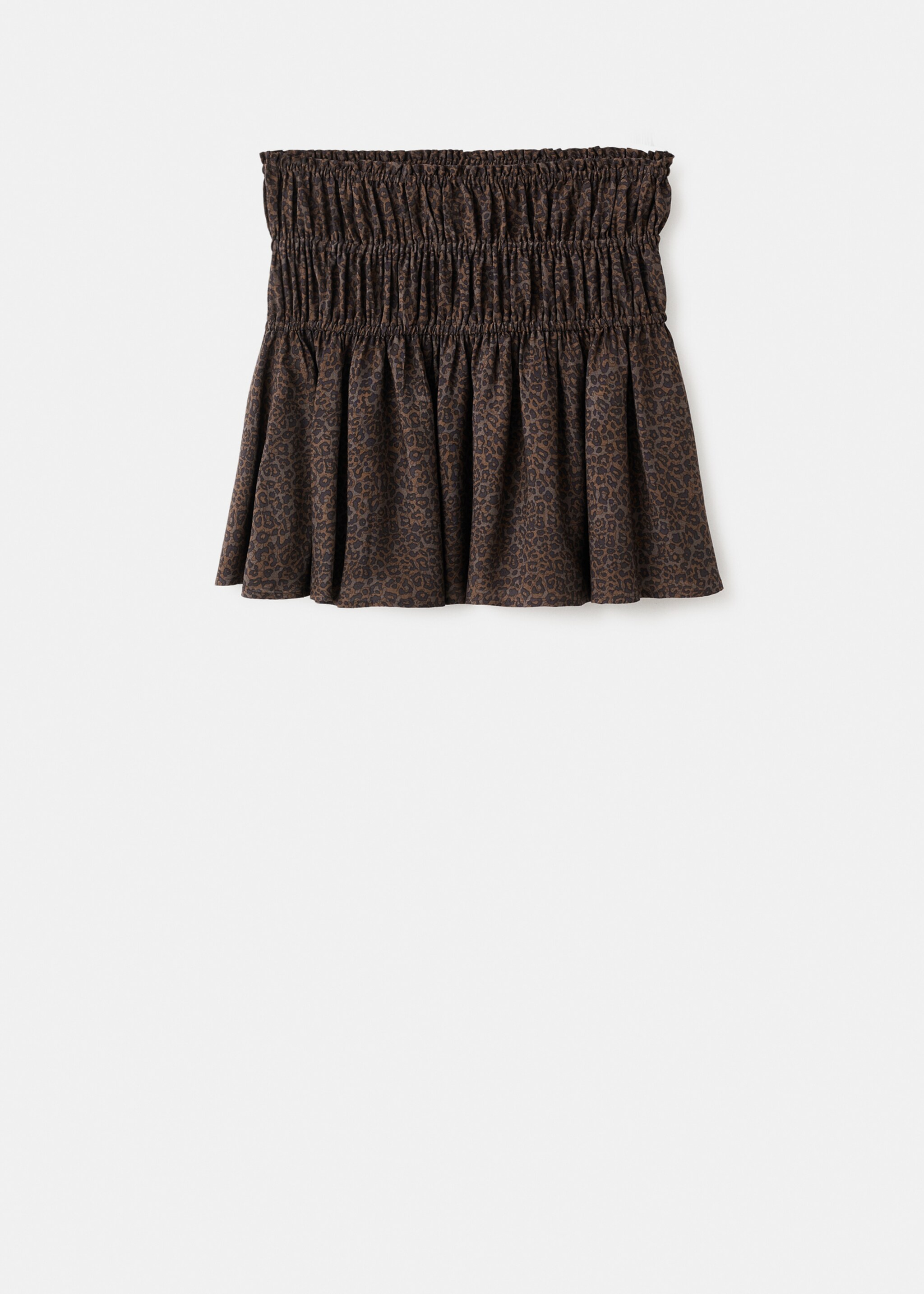 Leopard-print gathered skirt - Article without model, Brown. Ref: 17046332-00.