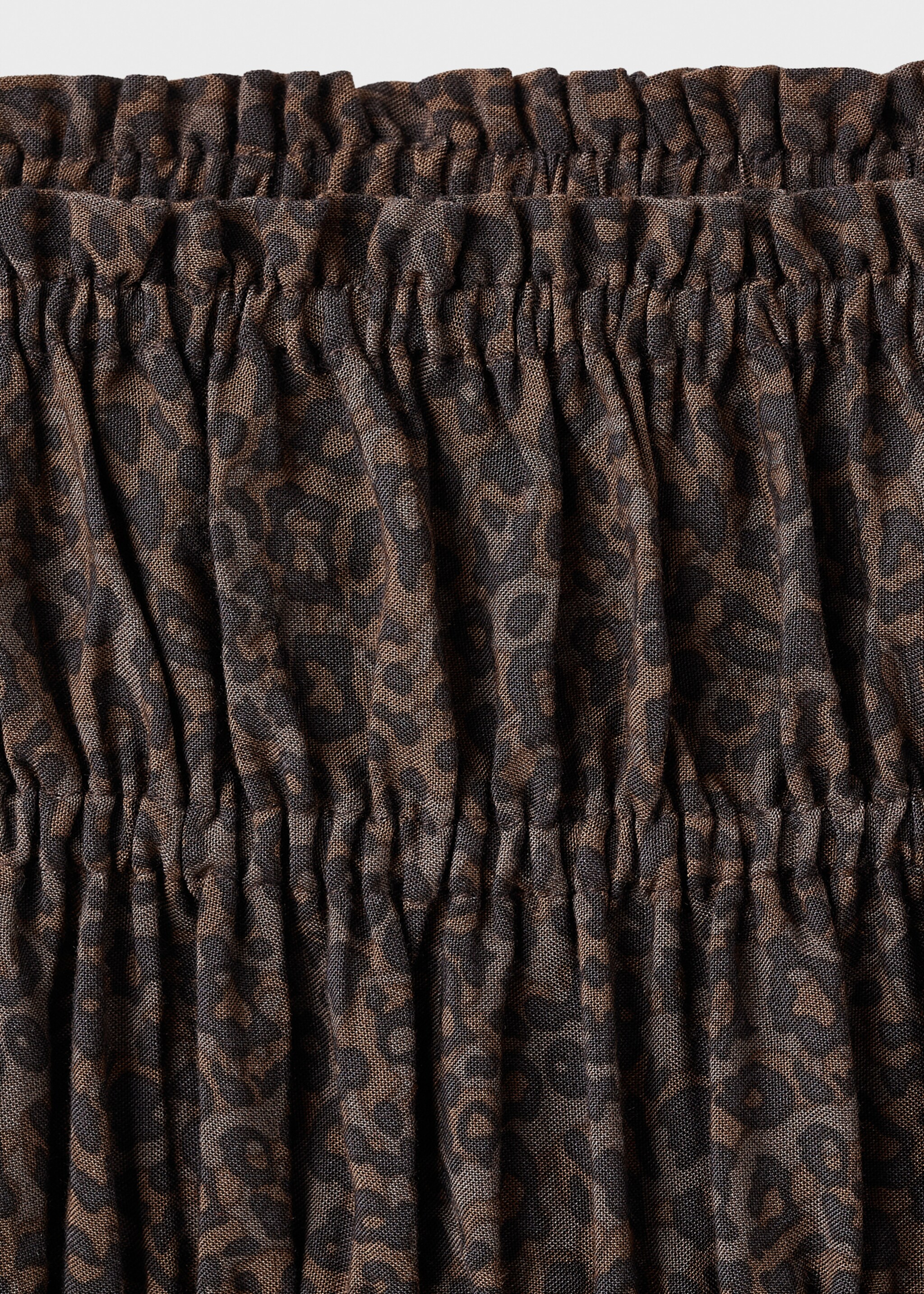 Leopard-print gathered skirt - Details of the article 0, Brown. Ref: 17046332-00.