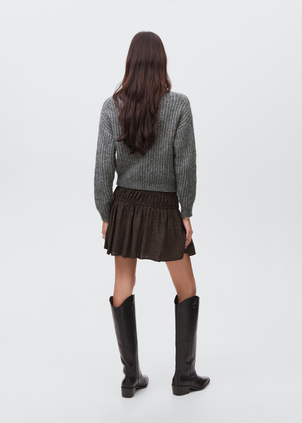 Leopard-print gathered skirt