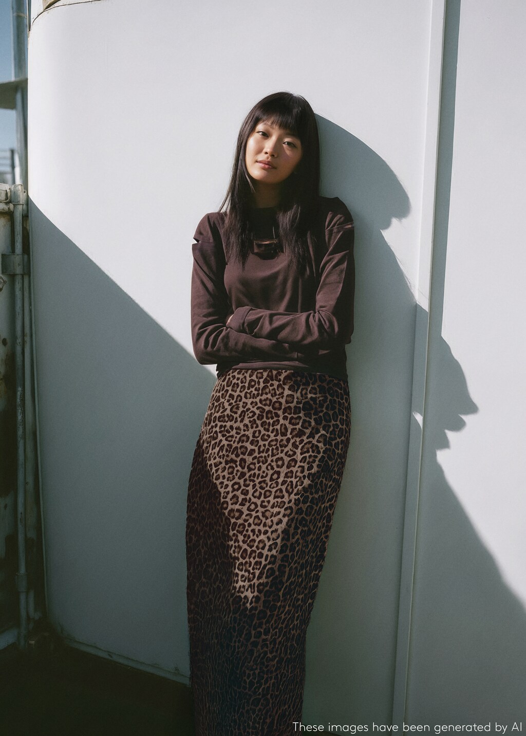 Long leopard-print skirt