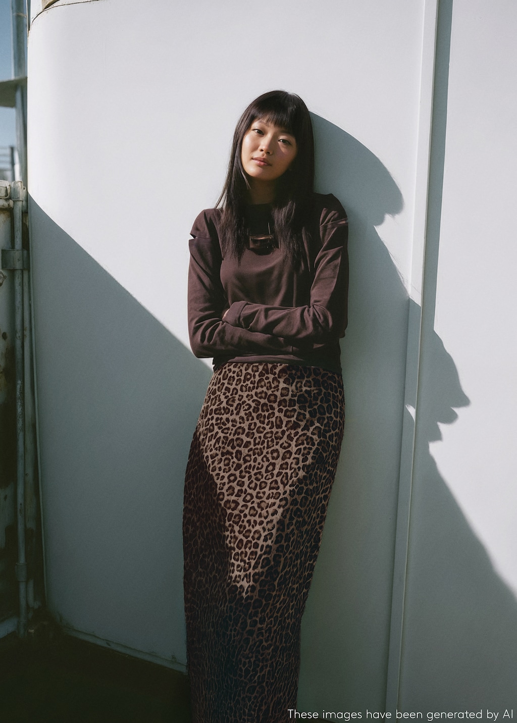 Long leopard-print skirt