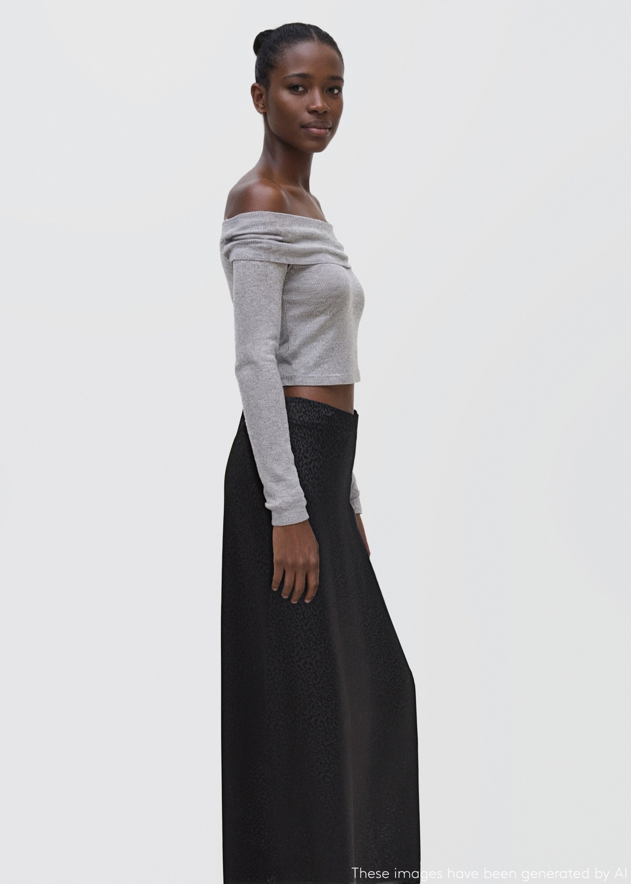 Long leopard-print skirt - Medium plane, Black denim. Ref: 17046334-00.