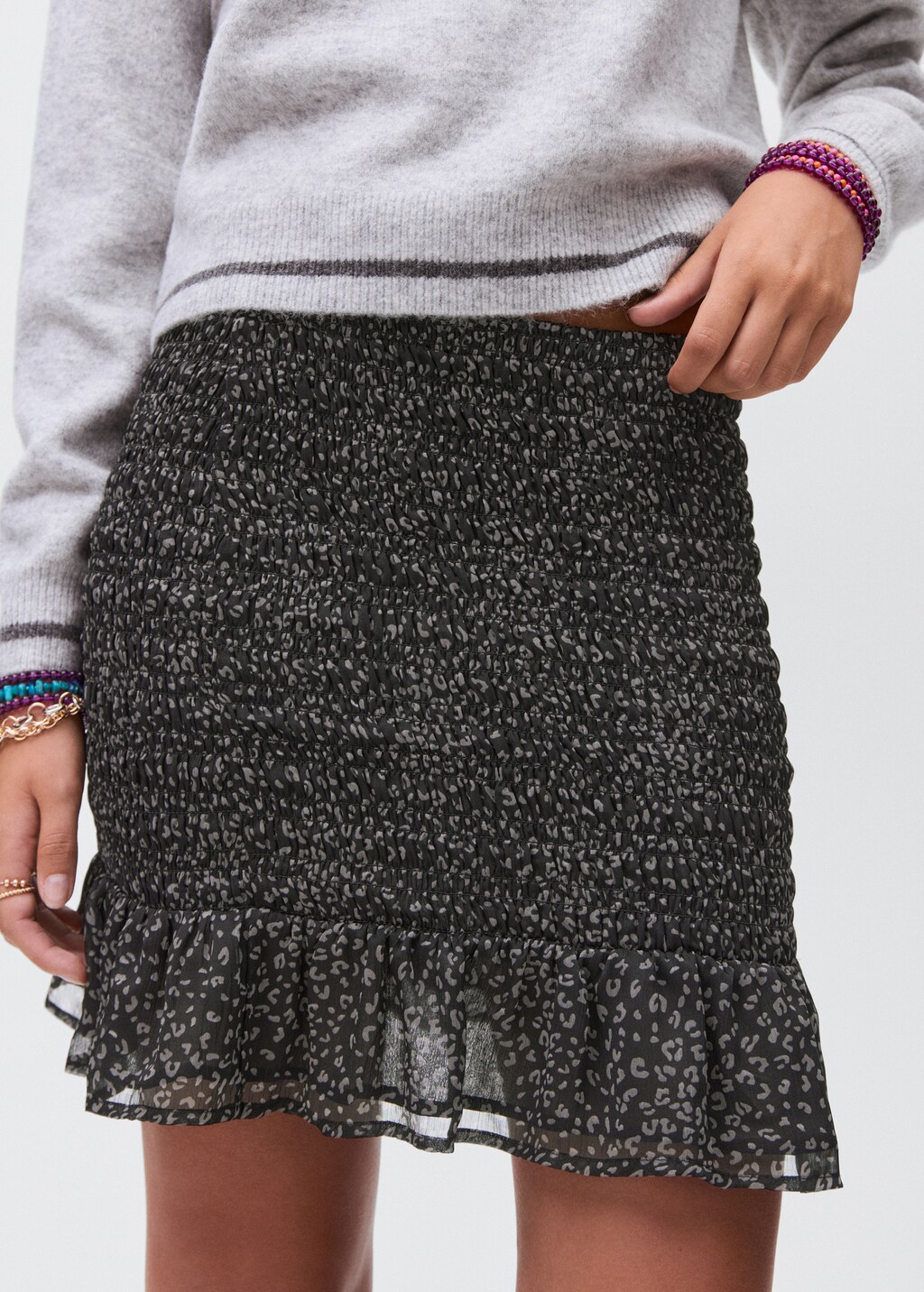 Leopard-print skirt with ruffles
