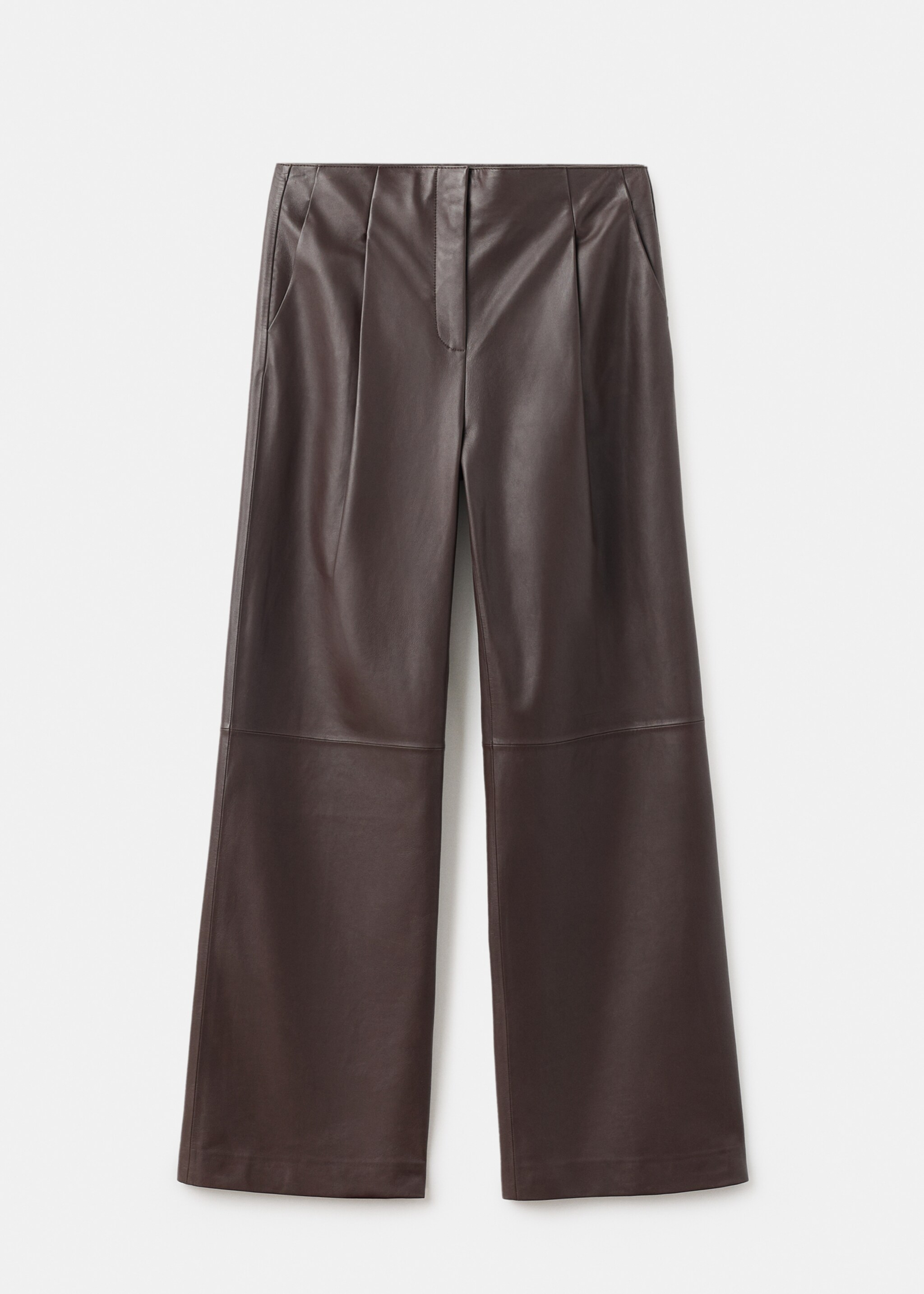 Kalhoty straight fit 100% kůže - Zboží bez modelu, Hnědá. Ref: 17046345-00.