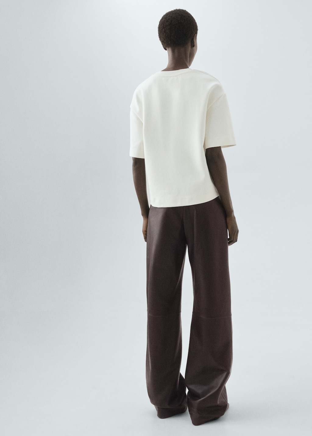 100% leather straight-leg pants