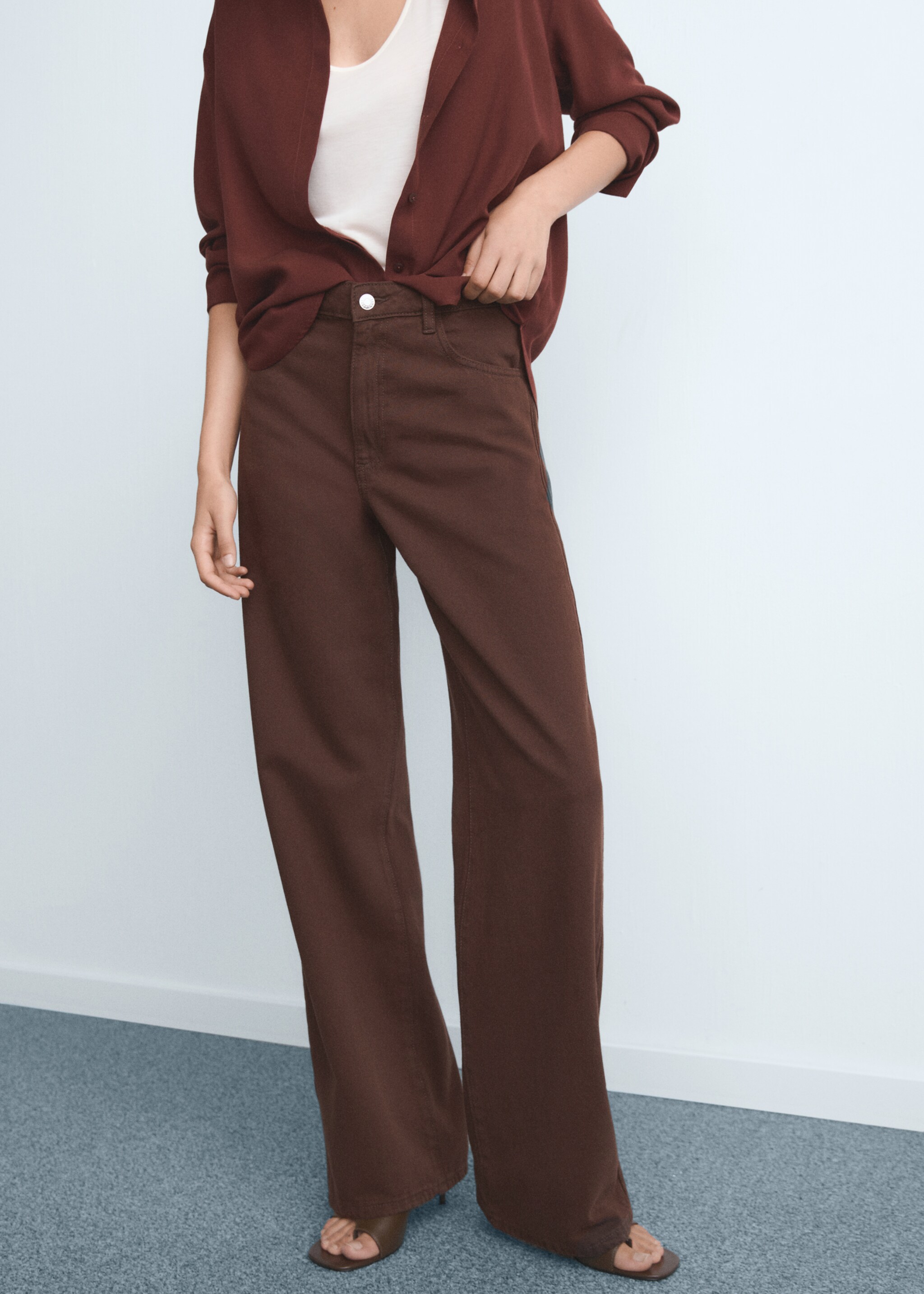 Danila wide leg high-rise jeans - Medium plane, Chocolate. Ref: 17046350-00.