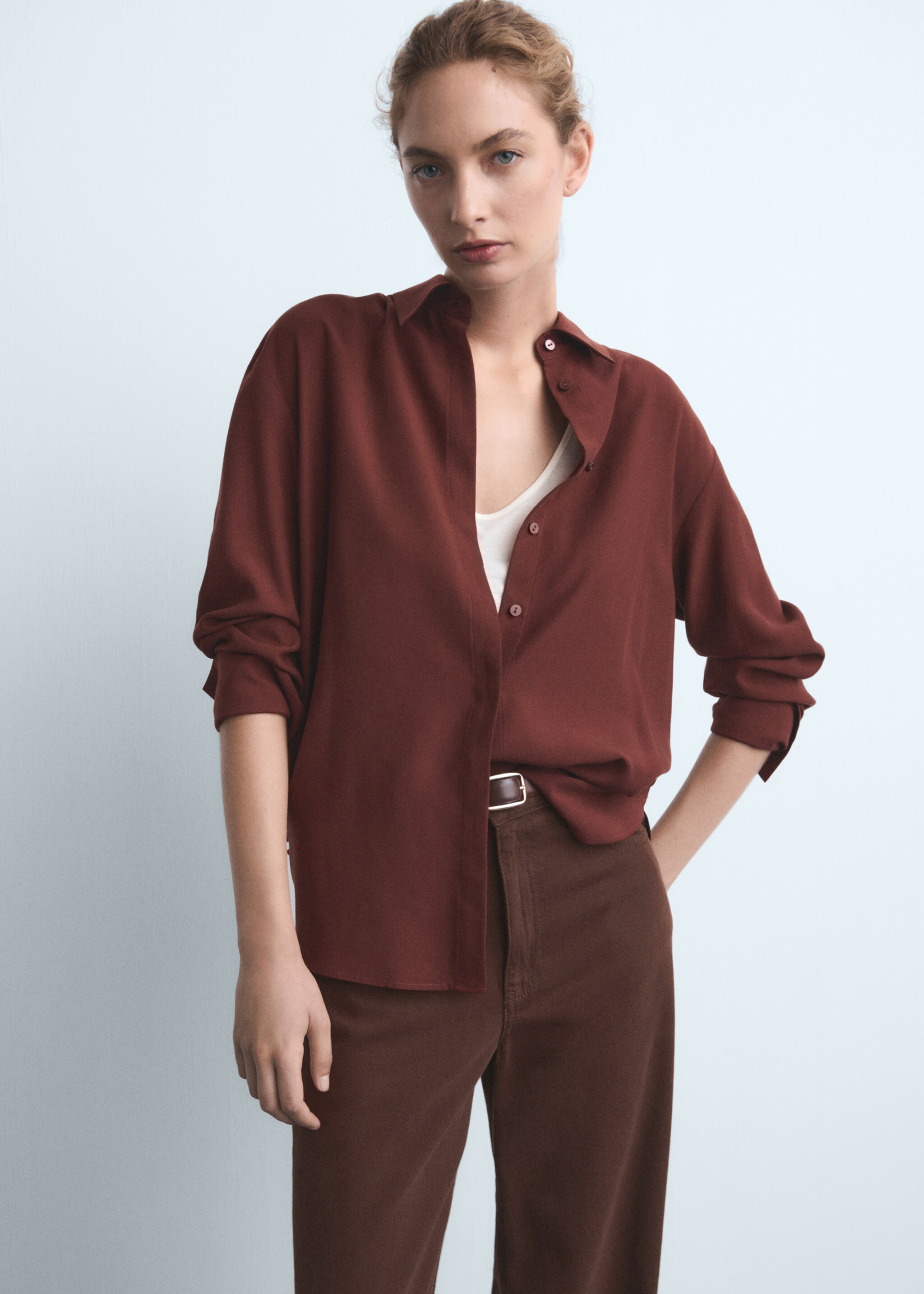Danila wide leg high-rise jeans - Details of the article 1, Chocolate. Ref: 17046350-00.