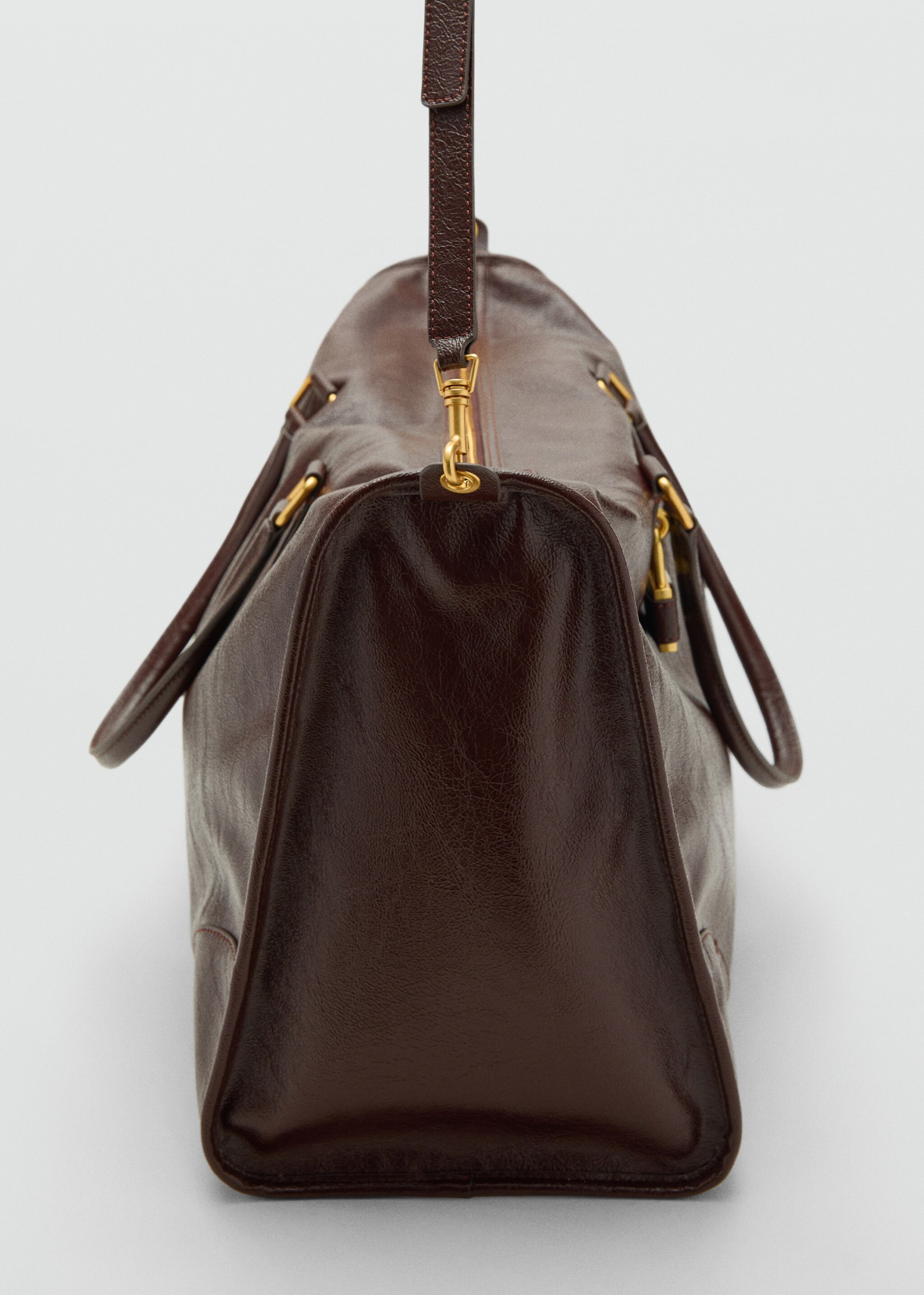 Maxi rectangular handbag with handles - Details of the article 2, Chocolate. Ref: 17046352-00.